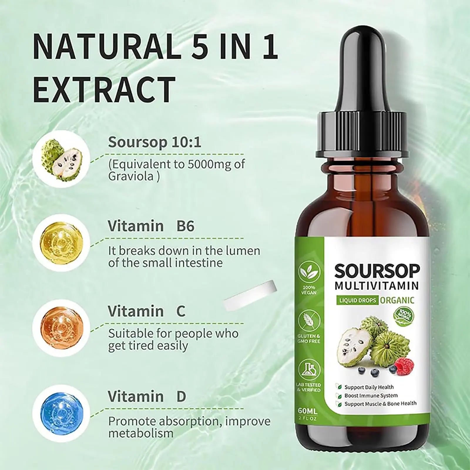 Soursop Bitters Liquid 2 Fl Oz, Soursop Graviola Leaf Extract Liquid Drop, Soursop Multivitamin Liquid Drops Organic for Cell Support, Immune System, Relax bogomo buy supplements canada