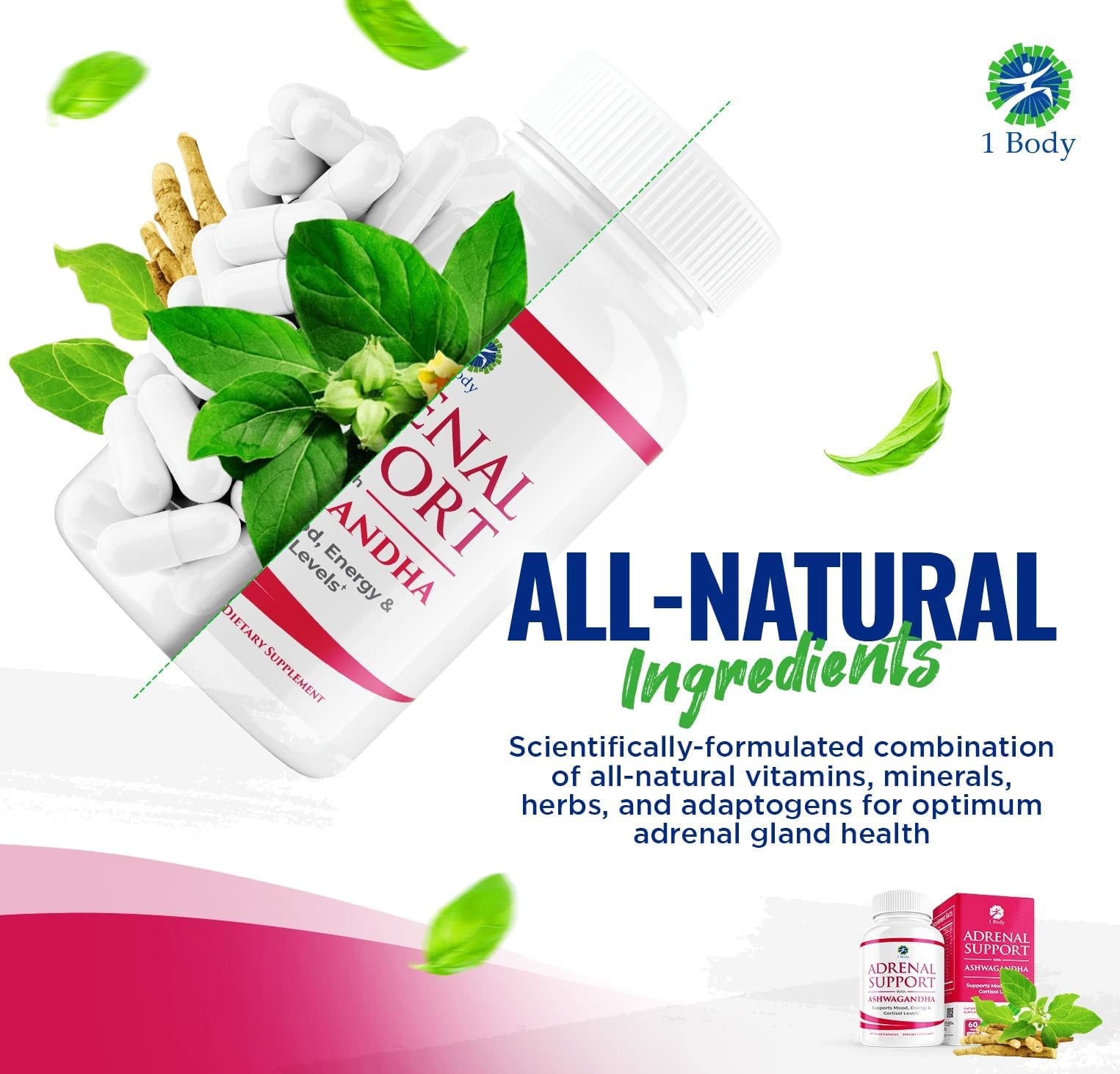 1 Body Adaptogen Complex Supplement with Ashwagandha - 60 Vegan Cap 1 Body buy supplements canada