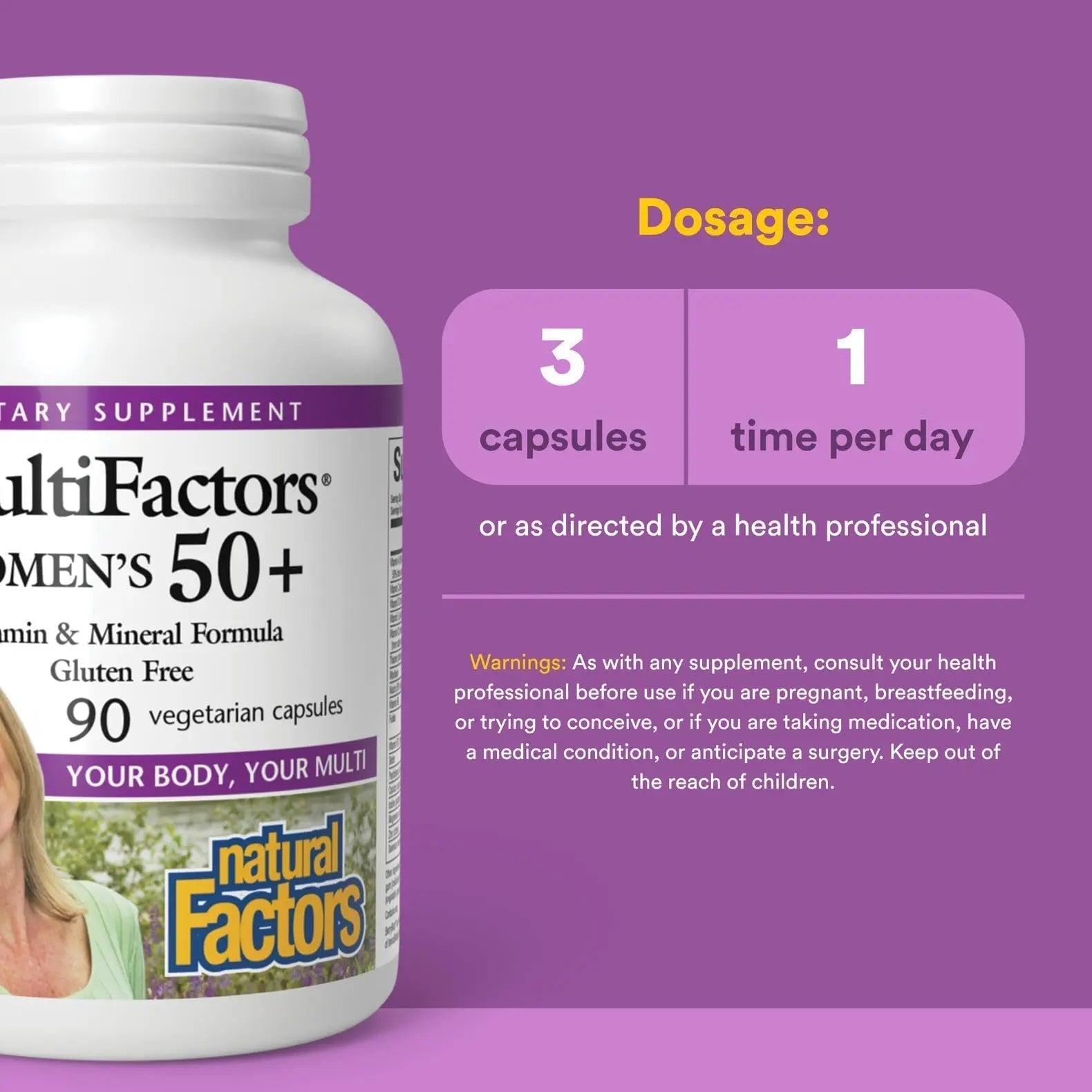 MultiFactors by Natural Factors, Women's 50+ Multivitamin & Mineral Formula, Dietary Supplement for Nutritional Support, 90 capsules (30 servings) Natural Factors buy supplements canada