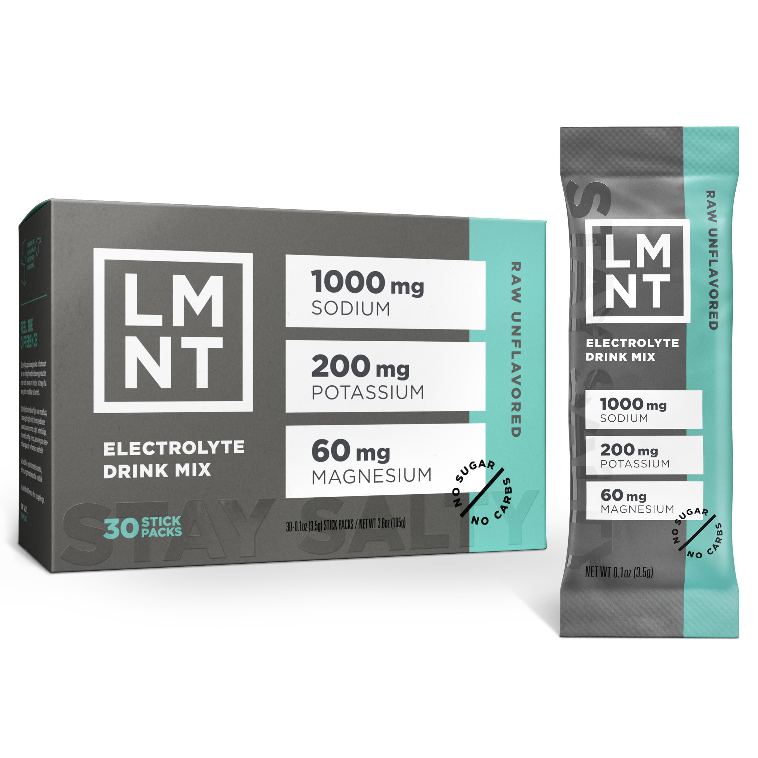 LMNT Zero Sugar Electrolytes - Raw Unflavored Salt | Drink Mix | 30-Count Drink LMNT buy supplements canada