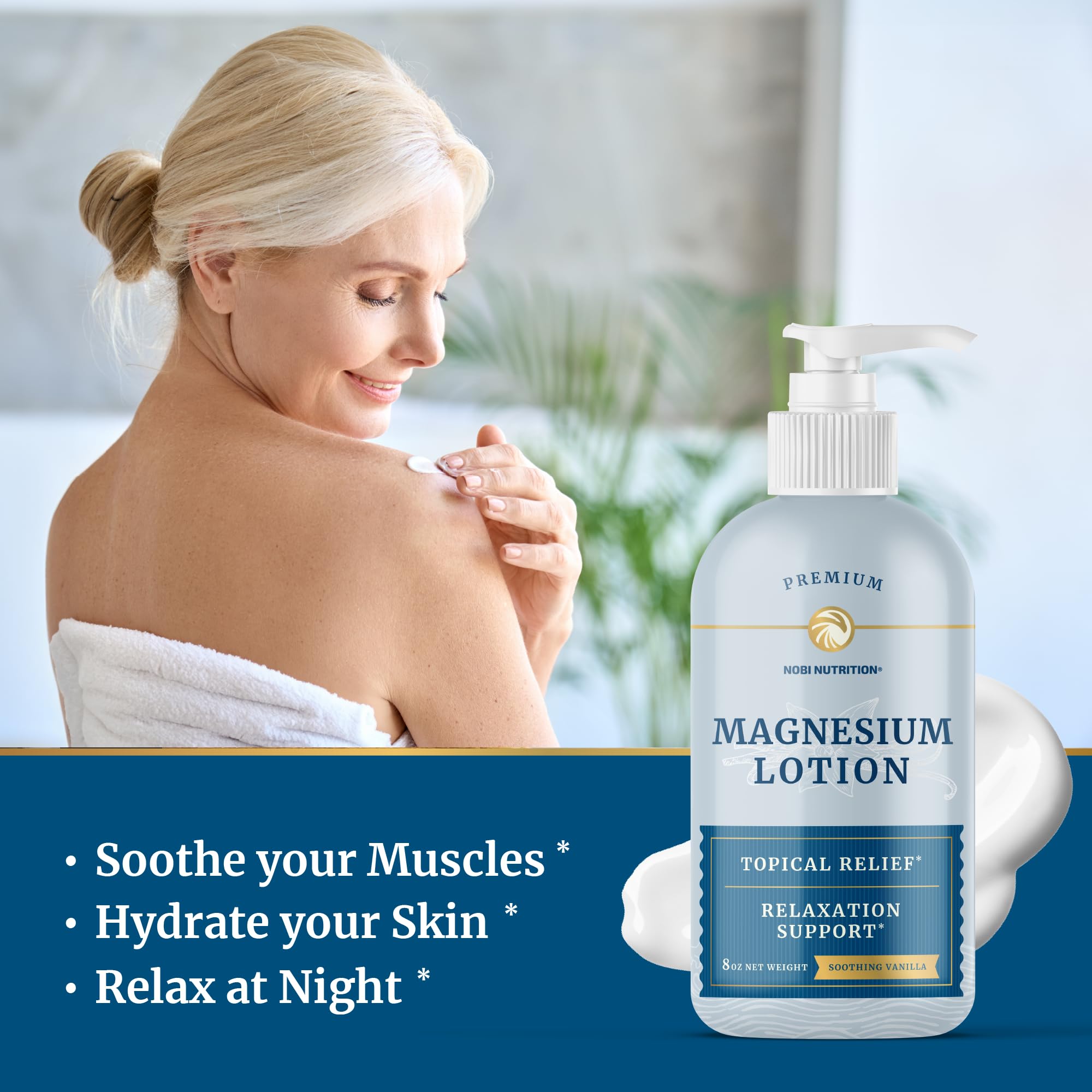 Magnesium Lotion | Relieves Muscle Cramps & Soreness | Relaxation & Calming Support Nobi Nutrition buy supplements canada