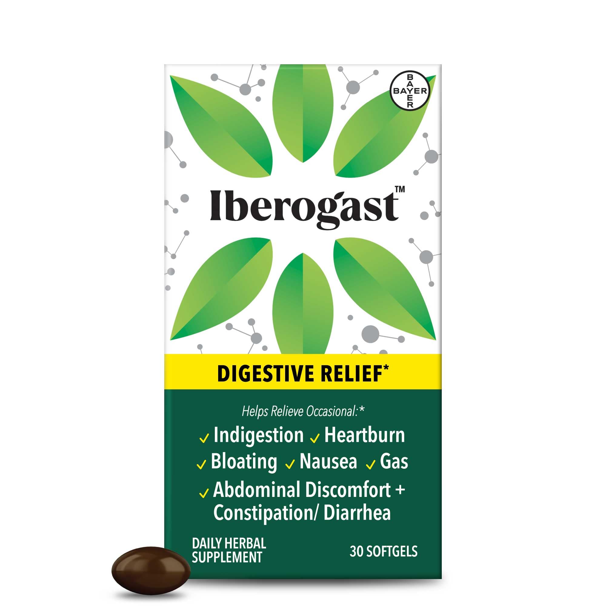 Iberogast Softgels, Herbal Relief of Stomach Upsets: Occasional Indigestion, Bloating, Gas, Nausea, Upset Stomach; 6-Herb Blend with Iberis Amara, Iberogast buy supplements canada