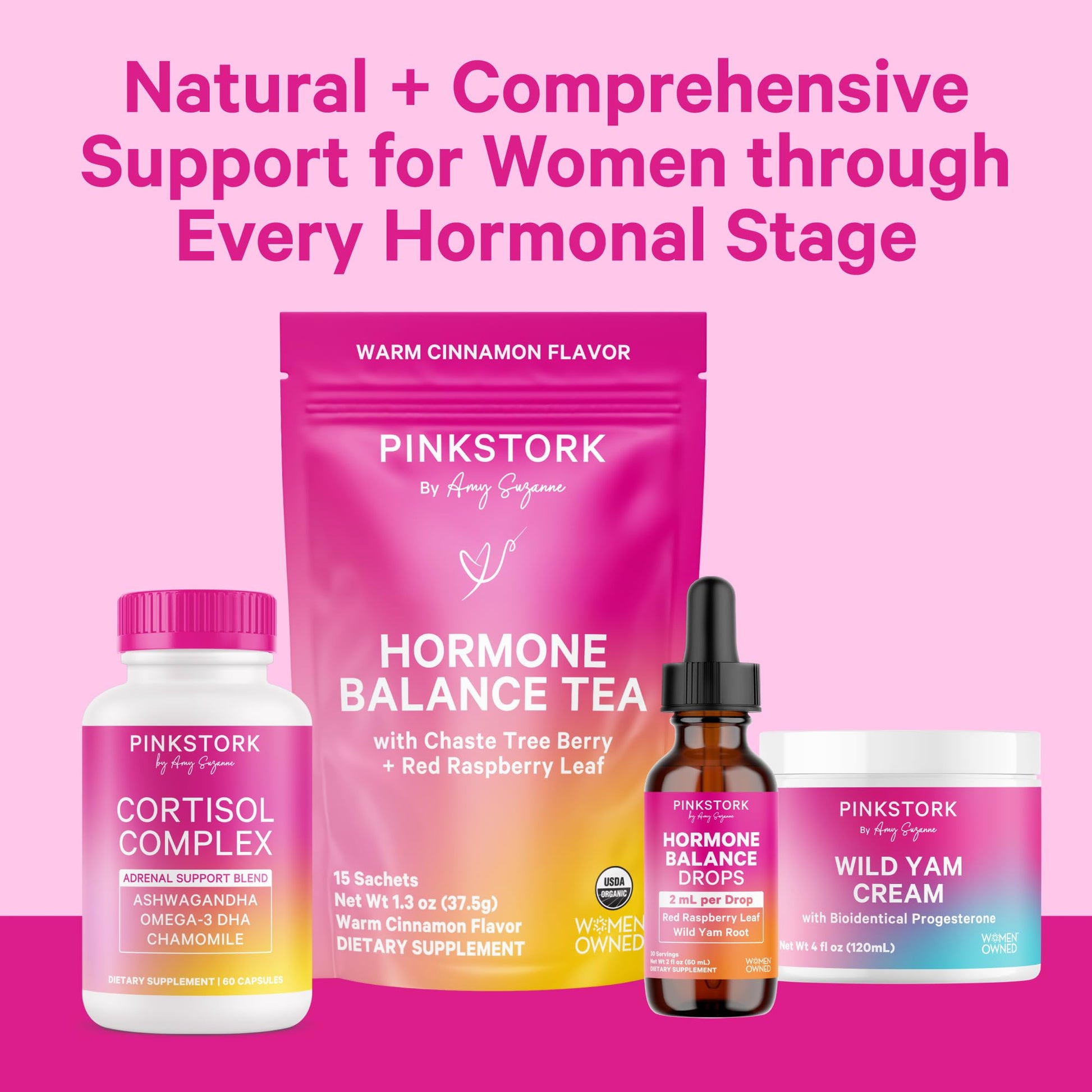 Pink Stork Hormone Balance Drops for Women - Supports Hormonal Health, PMS, Perimenopause & Mood, with Red Raspberry Leaf & Wild Yam - Liquid Supplement - Vegan, 2oz, 30 Servings Pink Stork buy supplements canada