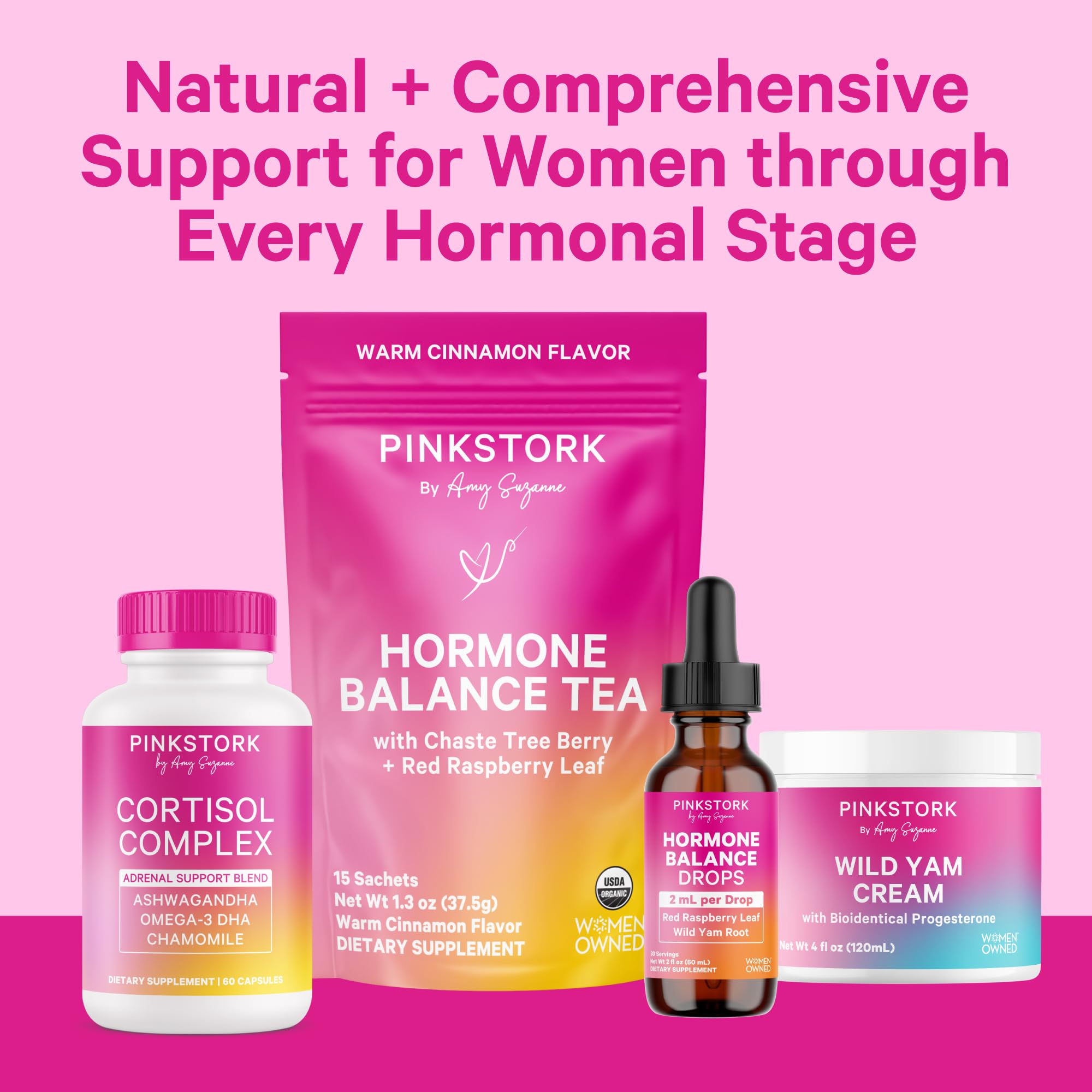 Pink Stork Hormone Balance Drops for Women - Supports Hormonal Health, PMS, Perimenopause & Mood, with Red Raspberry Leaf & Wild Yam - Liquid Supplement - Vegan, 2oz, 30 Servings Pink Stork buy supplements canada