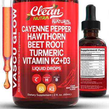 Clean Nutra Cayenne Pepper Drops Supplement Liquid + Hawthorn Berry, Vitamin D3 K2 Beet Root Powder, Ceylon Cinnamon, Turmeric Curcumin Clean Nutraceuticals buy supplements canada