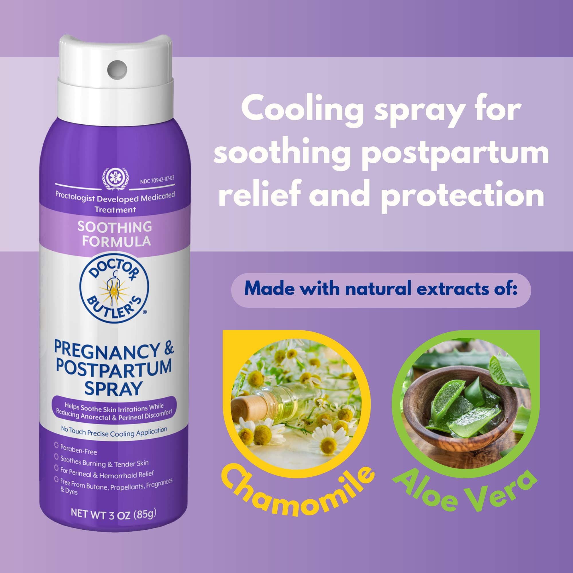 Doctor Butler's Pregnancy & Postpartum Spray - Perineal Spray and Hemorrhoid Treatment with Aloe and Chamomile, Pregnancy Support and Postpartum Essentials, Paraben Free (3oz) Doctor Butler's buy supplements canada