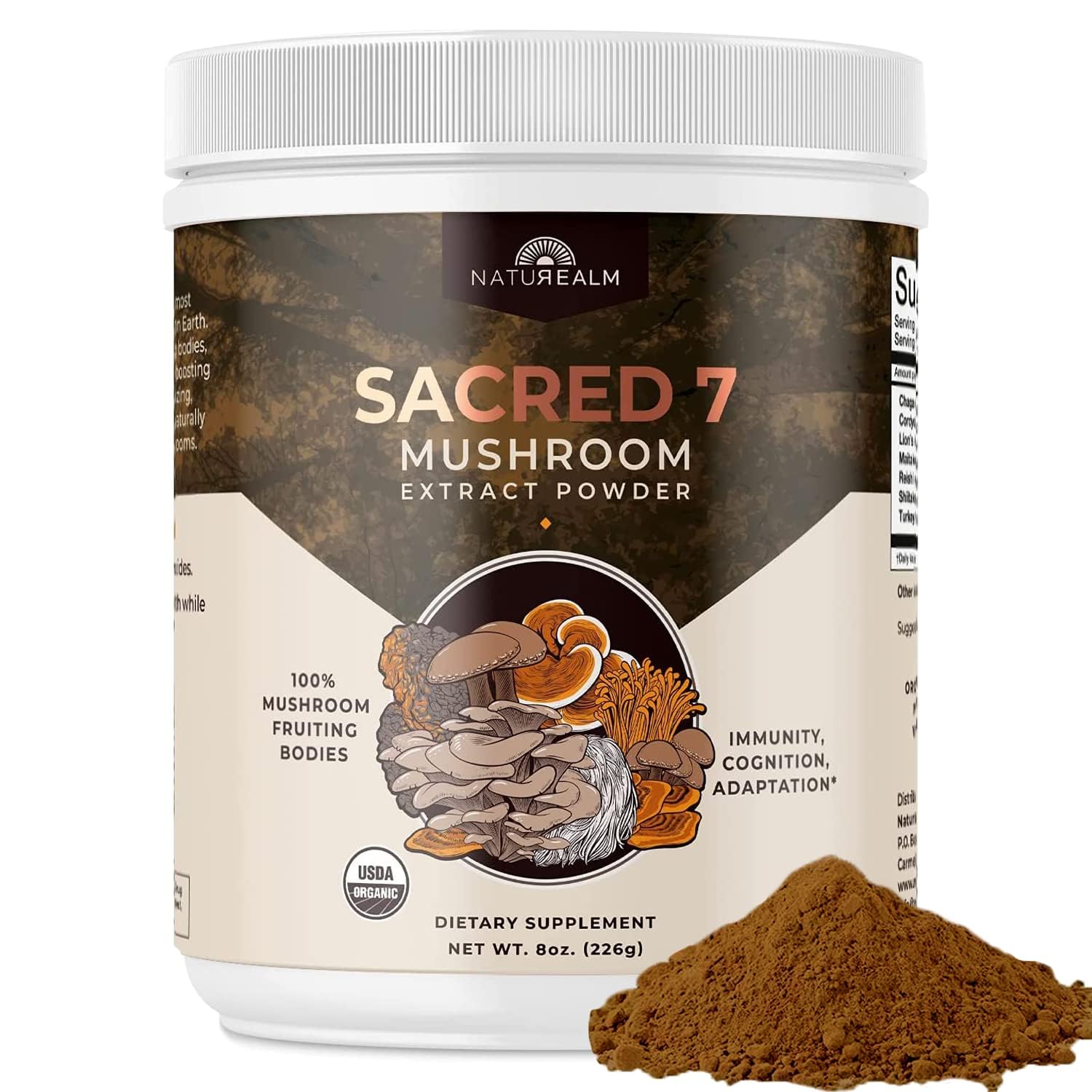 Naturealm Sacred 7 Mushroom Extract Powder - USDA Organic - Lion's Mane, Reishi Naturealm buy supplements canada