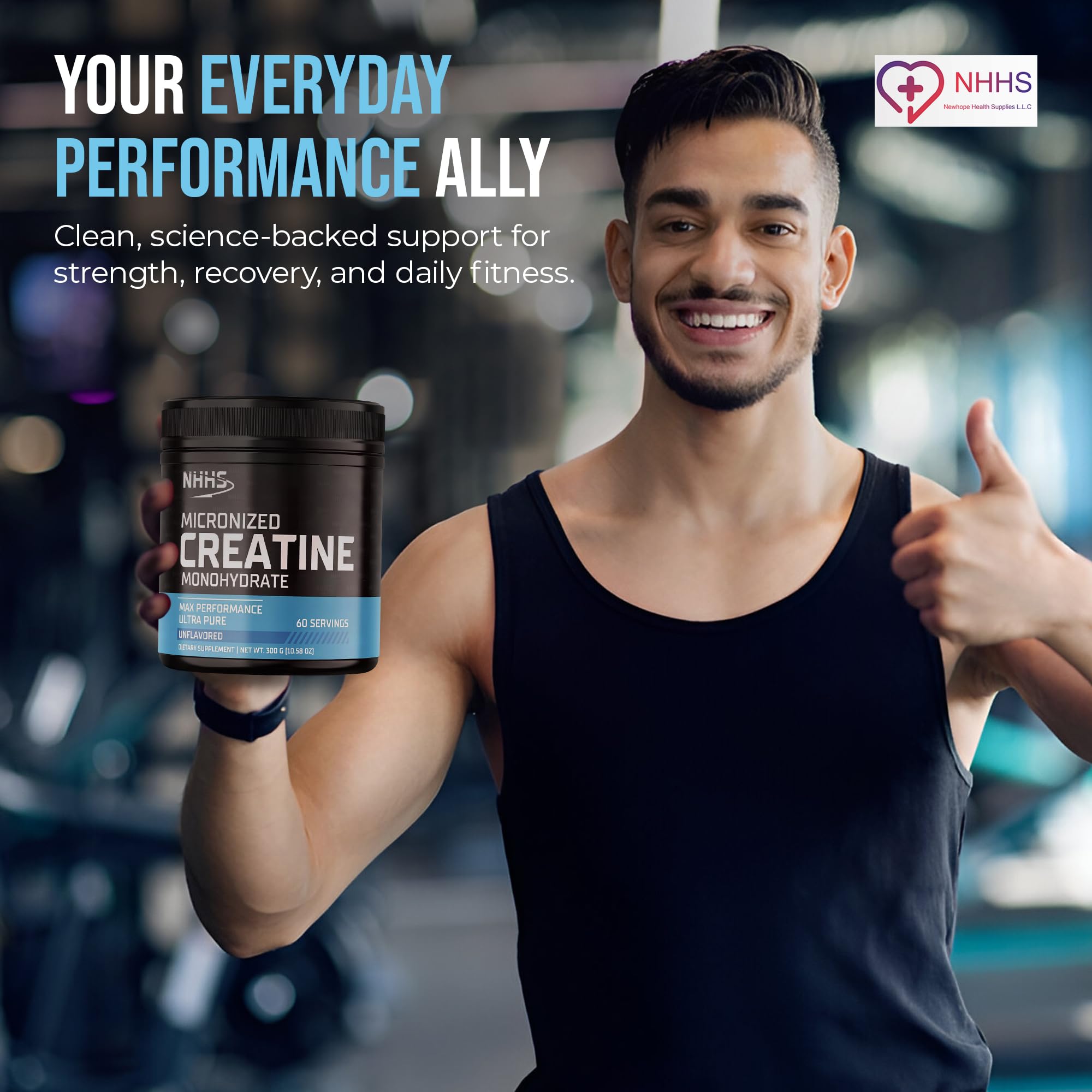 NHHS Micronized Creatine Monohydrate – Supports Strength & Muscle Performance | Ultra-Pure, Unflavored, 60 Servings, 300 Grams – Made in USA, Gluten-Free, Non-GMO NHHS buy supplements canada