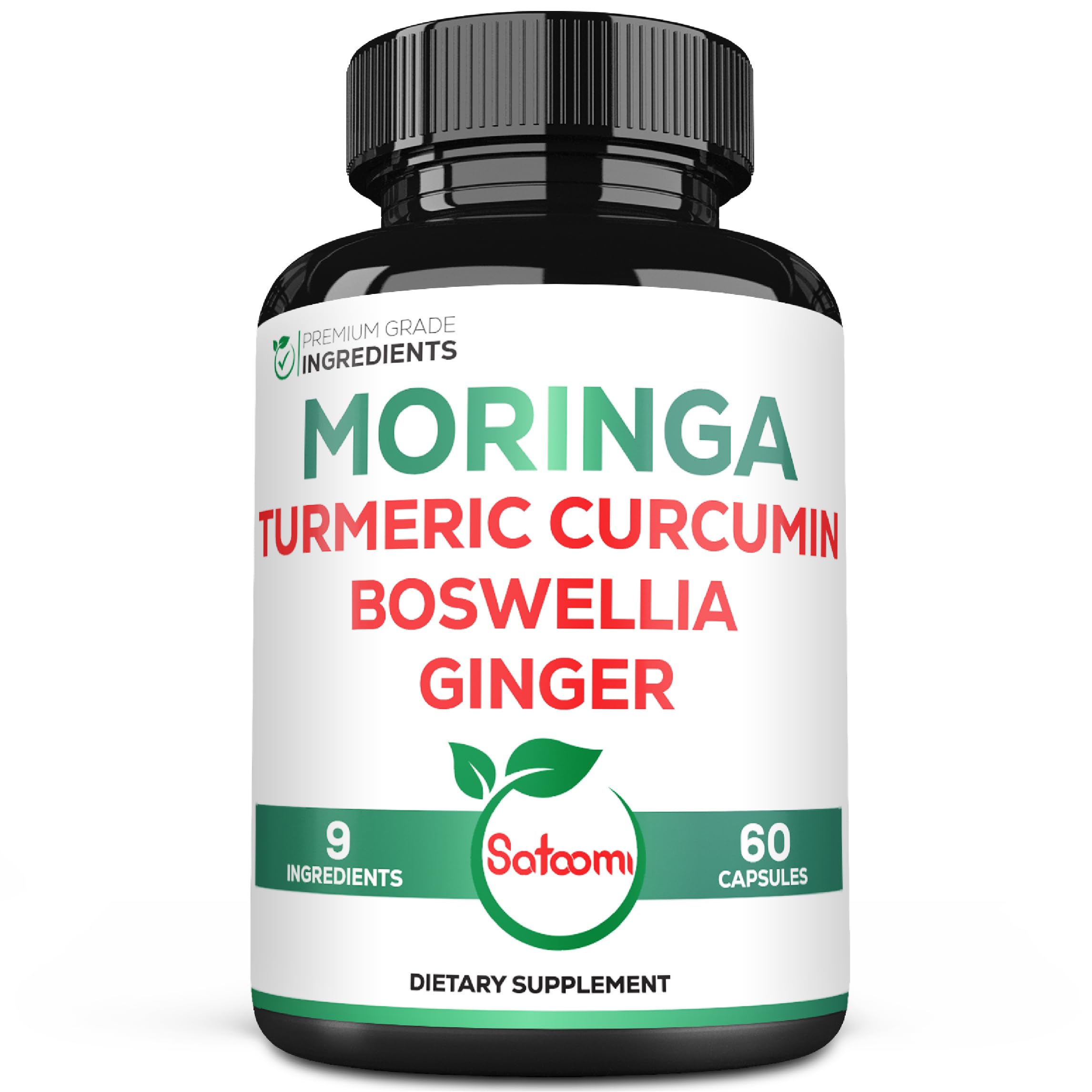 Satoomi 9in1 Moringa Capsules - Featuring Moringa, Turmeric, Boswellia, Ginger, Ashwagandha, Ceylon Cinnamon and Milk Thistle, and Resveratrol | Support Mood, Heart & Overall Health - 60 Count Satoomi buy supplements canada