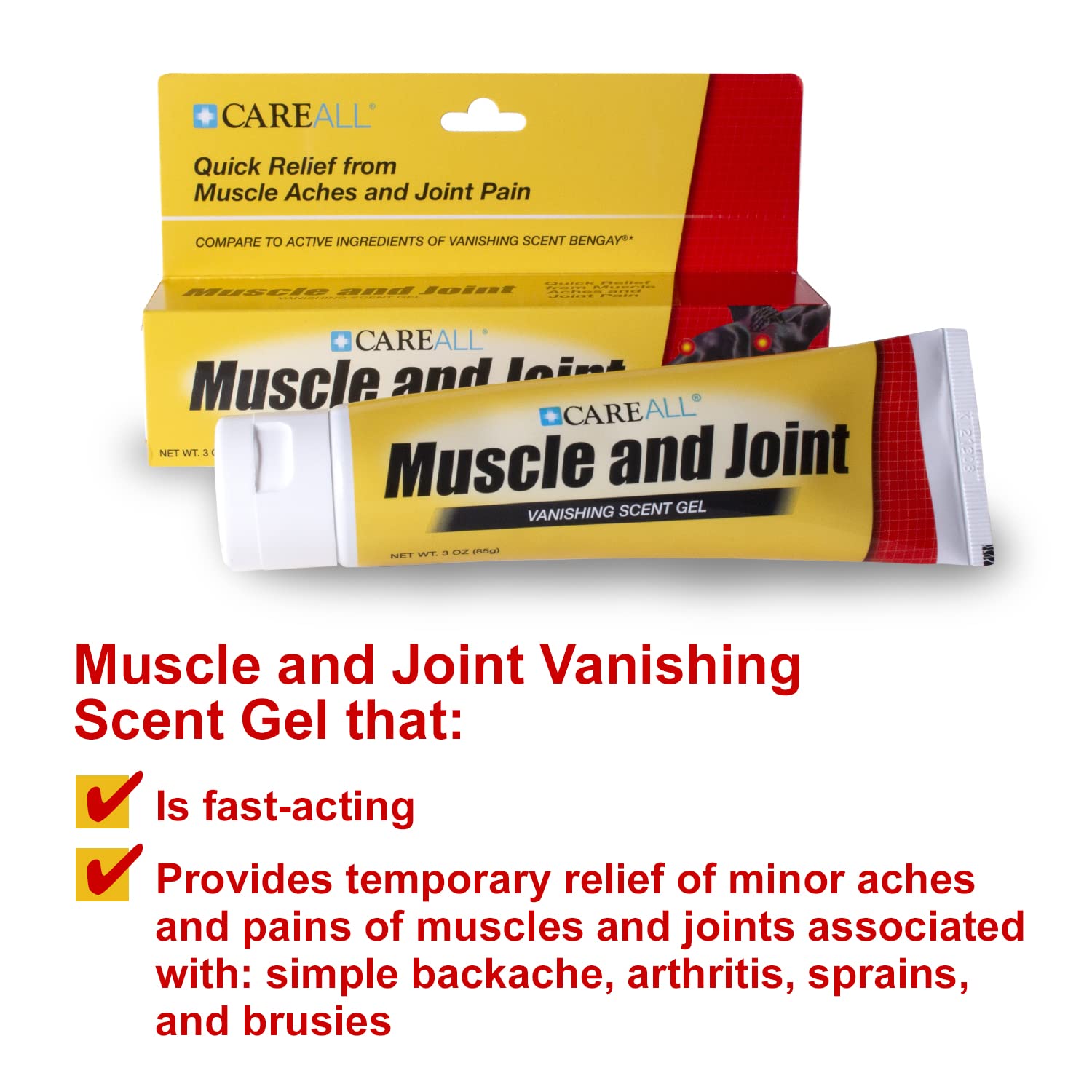 CareAll Muscle & Joint Vanishing Scent Gel, 3.0 oz. (3 Pack), Non-Greasy, Pain Relief Gel for Muscle, Back and Minor Arthritis, Topical Analgesic, 2.5% Menthol CareAll buy supplements canada
