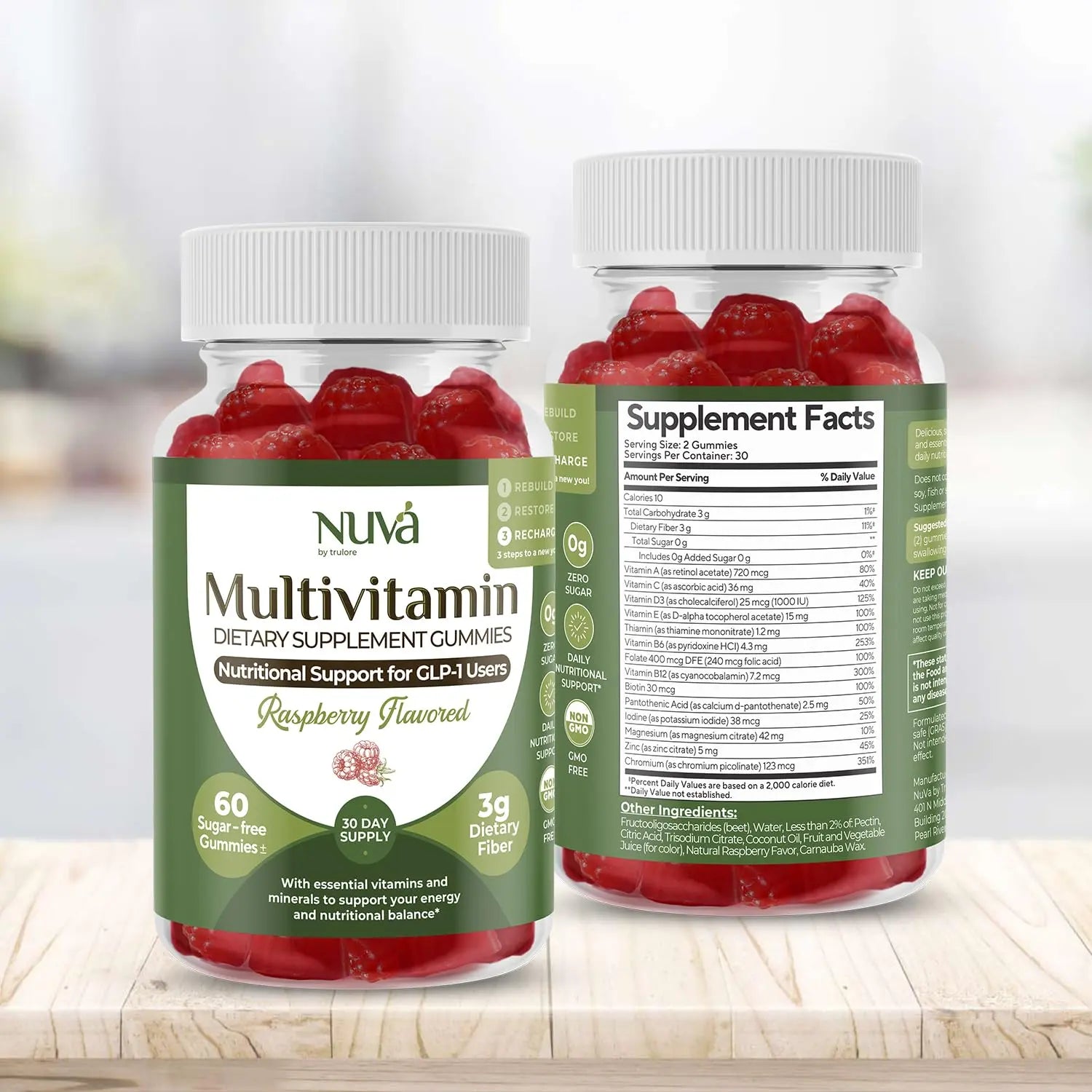 NuVa GLP-1 Support Multivitamin Gummies for Men & Women: Raspberry, Sugar-Free, 3g Fiber for Digestion & Gut Health NuVa buy supplements canada