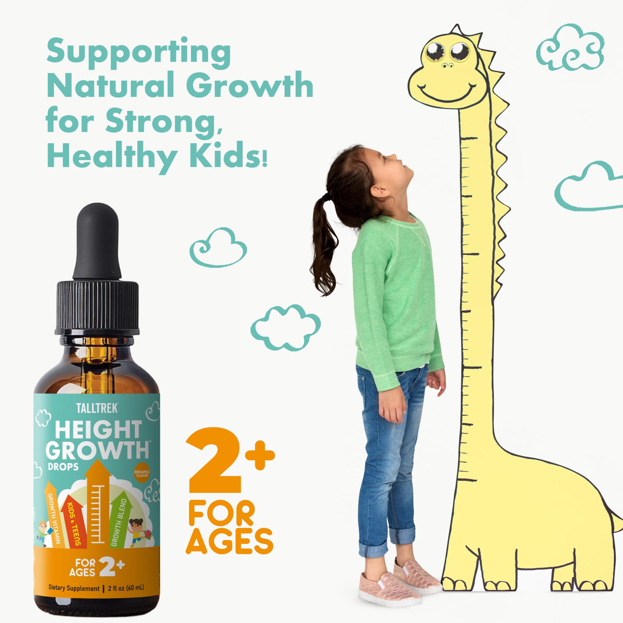 TallTrek Height Growth Supplement Drops for Kids - Teens Bone Growth Height Increase and Maximizer Immune Health Drops with Vitamins D3 K2 Zinc & Calcium - Gluten Free Vegan Pineapple Flavor TallTrek buy supplements canada