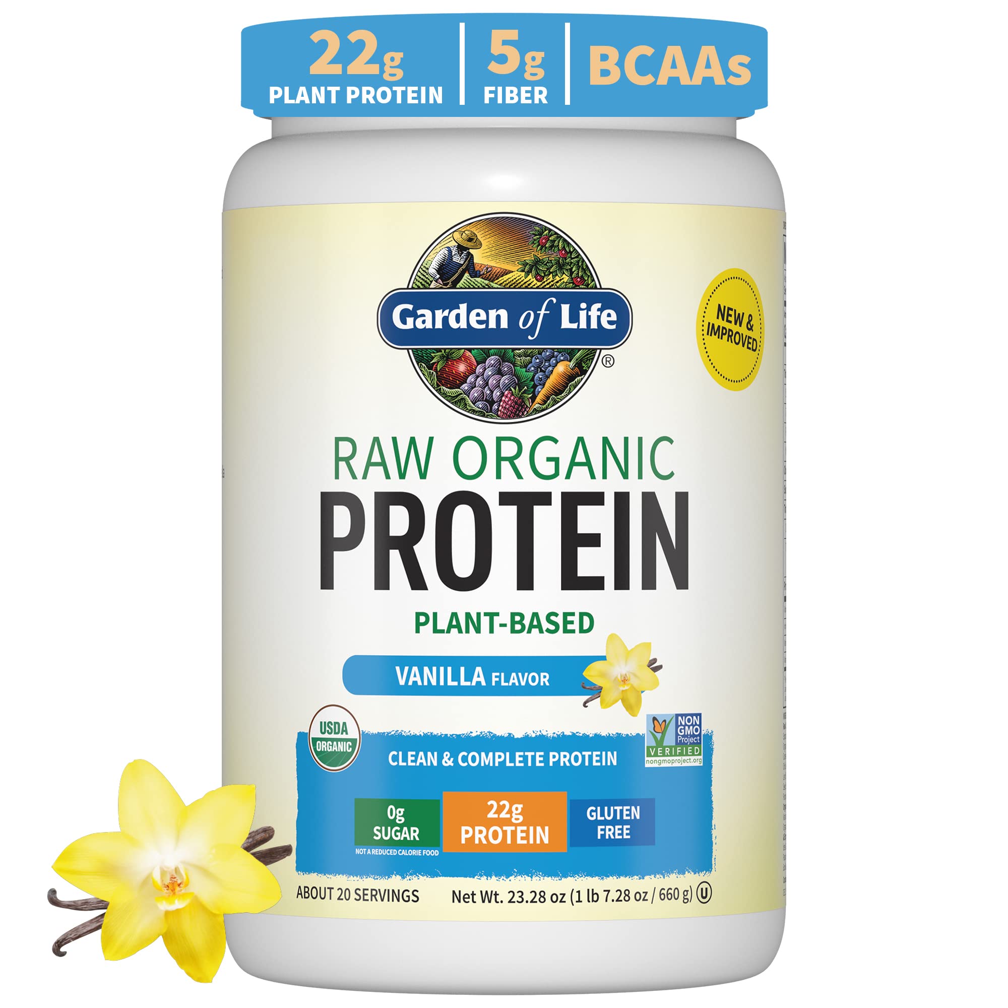 Organic Vegan Vanilla Protein Powder - Garden of Life – 22g Complete Plant Based Raw Garden of Life buy supplements canada