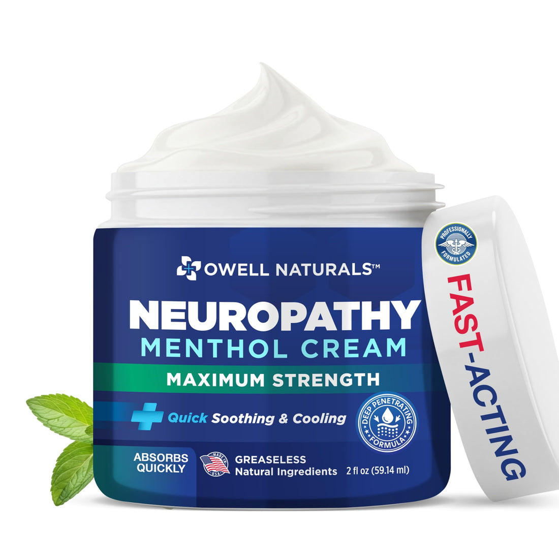 Owell Naturals Neuropathy Cream Extra Strength – Fast Absorbing Cooling for Leg, Feet & Hands – Advanced Soothing Formula with Aloe Vera, Arnica, MSM & Vitamin B6 – Made in USA, 2 fl oz Owell Naturals buy supplements canada