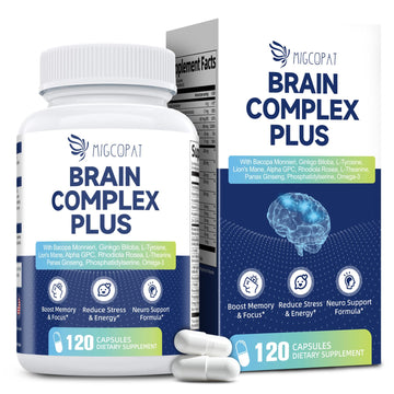 Brain Supplements for Memory & Focus - Nootropic with Bacopa Monnieri, Lion's Mane, Alpha GPC, Phosphatidylserine | Supports Mental Clarity & Cognitive Function | Vitamin B6 & B12-120 Capsules Migcopat buy supplements canada