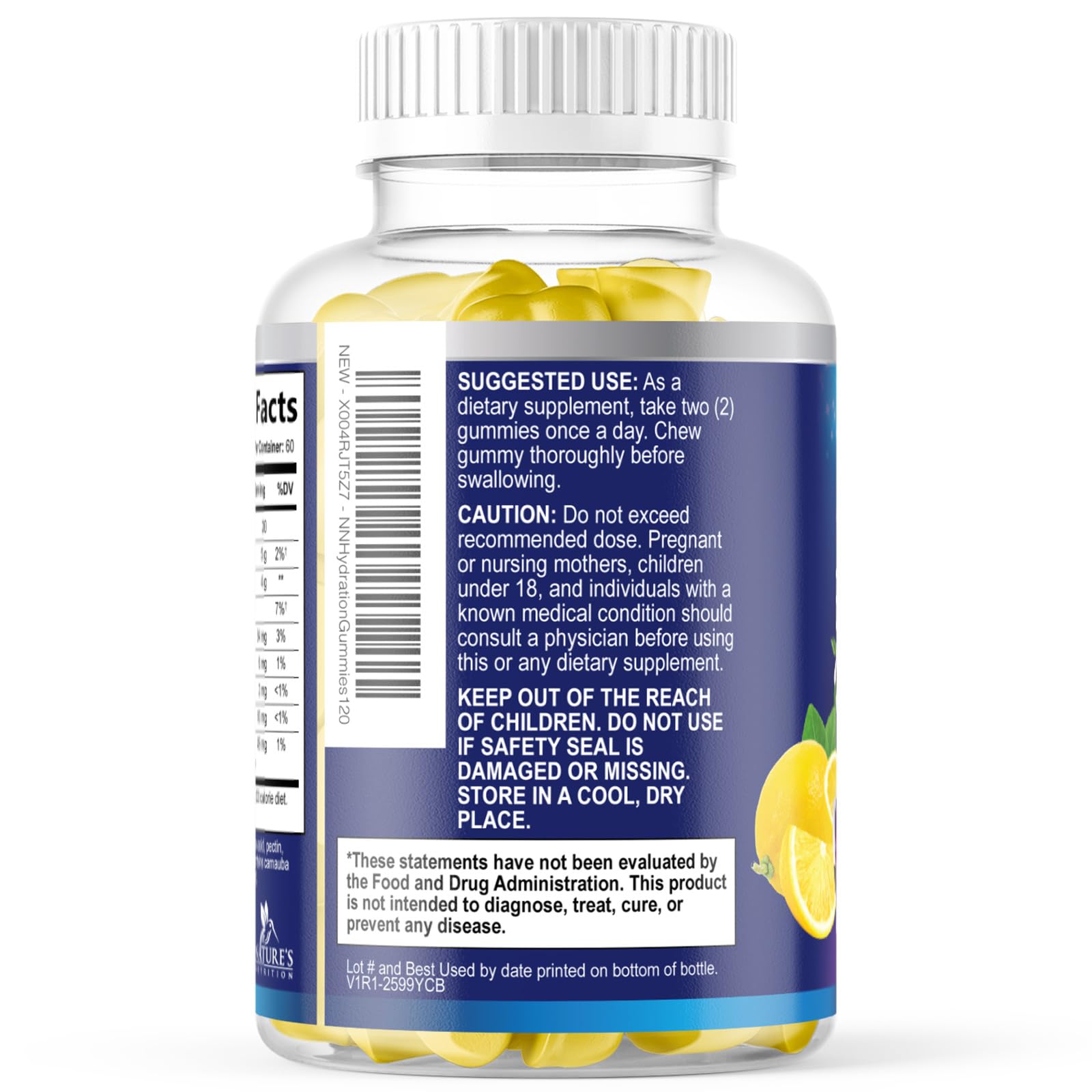 Hydration Electrolyte Gummies - Daily Liquid Replenisher Gummy - Electrolyte Multiplier with Minerals, Potassium & Real Salt - Vegan, Non-GMO - Tasty Lemon Flavor Hydration Electrolytes Nature's Nutrition buy supplements canada