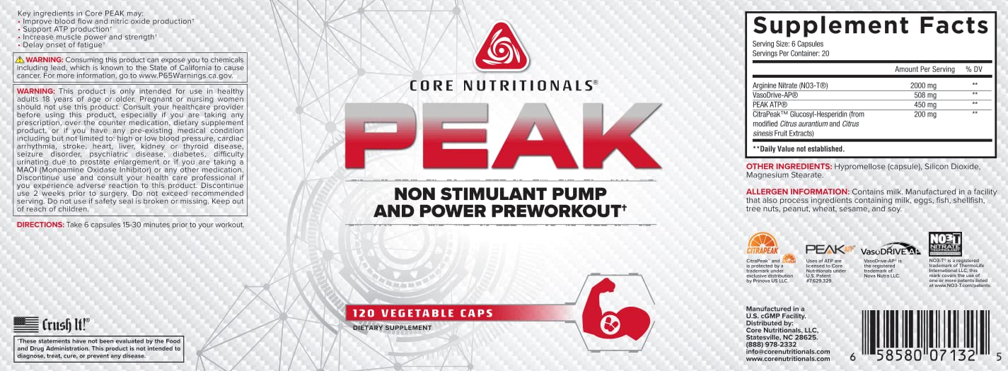 Core Nutritionals Peak, Non-Stimulant Preworkout with VasoDrive-AP and Peak ATP Core Nutritionals buy supplements canada