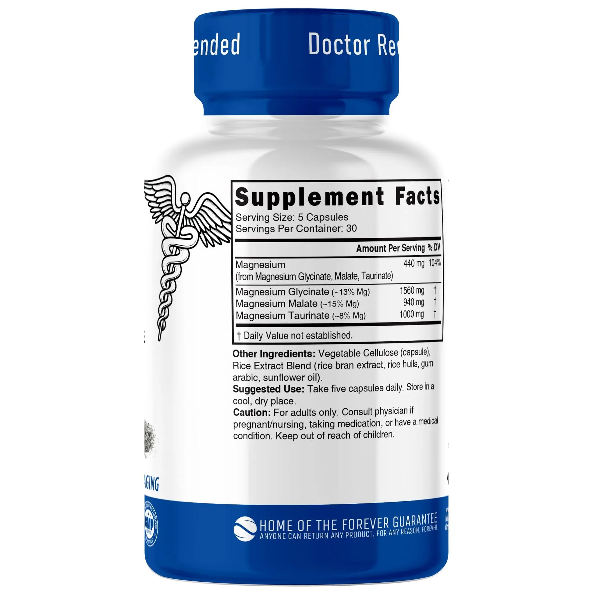 Nutri Triple Magnesium Complex 440mg - Magnesium Glycinate, Malate, & Taurinate - 100% Chelated for Maximum Absorption - 120 Vegan Capsules - Triple Complex Magnesium - Magnesio Triple Complex Nature's Fusions buy supplements canada