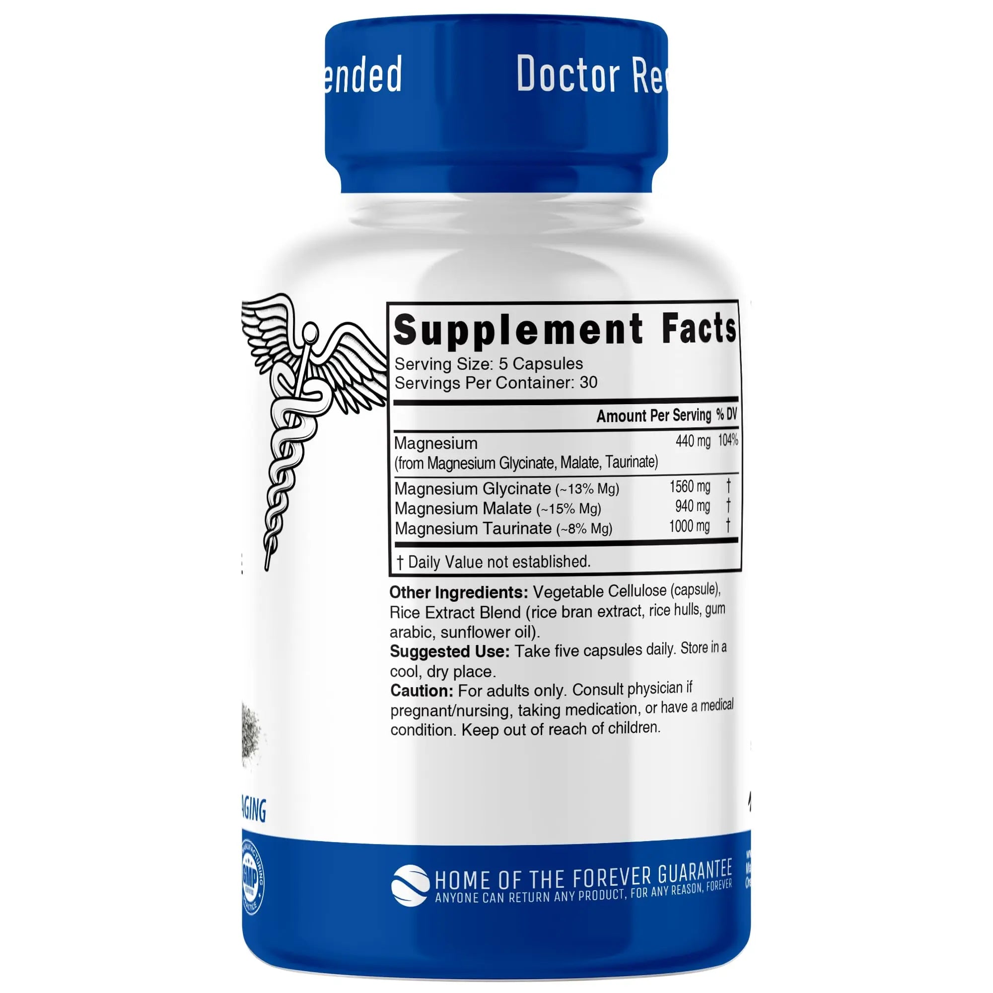Nutri Triple Magnesium Complex 440mg - Magnesium Glycinate, Malate, & Taurinate - 100% Chelated for Maximum Absorption - 120 Vegan Capsules - Triple Complex Magnesium - Magnesio Triple Complex Nature's Fusions buy supplements canada