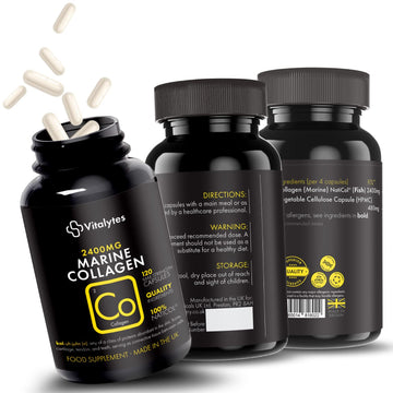 Vitalytes Marine Collagen Supplement 2400mg | 120 Marine Collagen Capsules Made in The UK Vitalytes buy supplements canada
