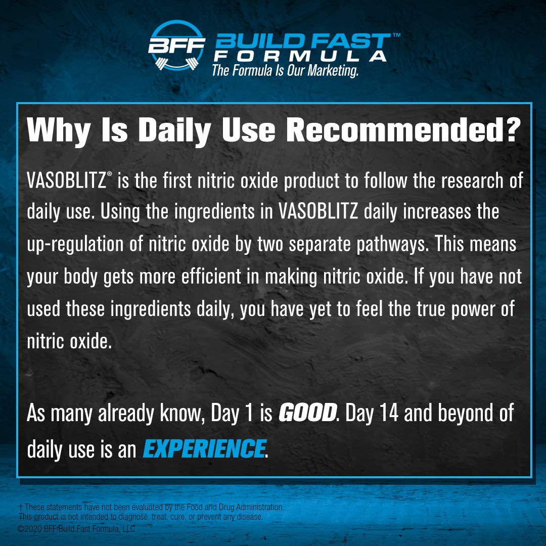 VASOBLITZ Award Winning Dual Nitric Oxide Pre Workout with NO3T Arginine Nitrate BFF Build Fast Formula buy supplements canada