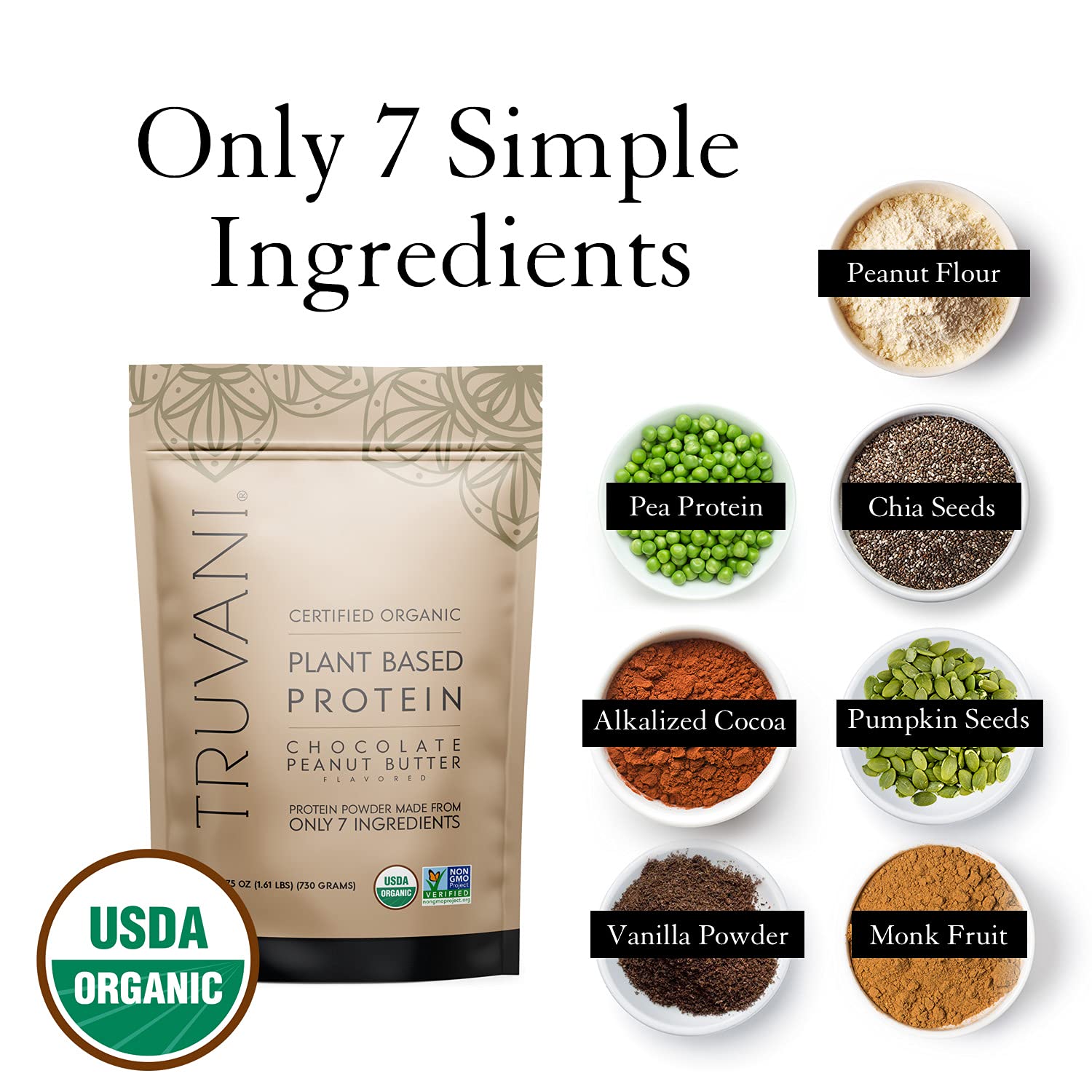 Truvani Vegan Chocolate Peanut Butter Protein Powder - 20g Plant-Based Protein, Gluten Truvani buy supplements canada
