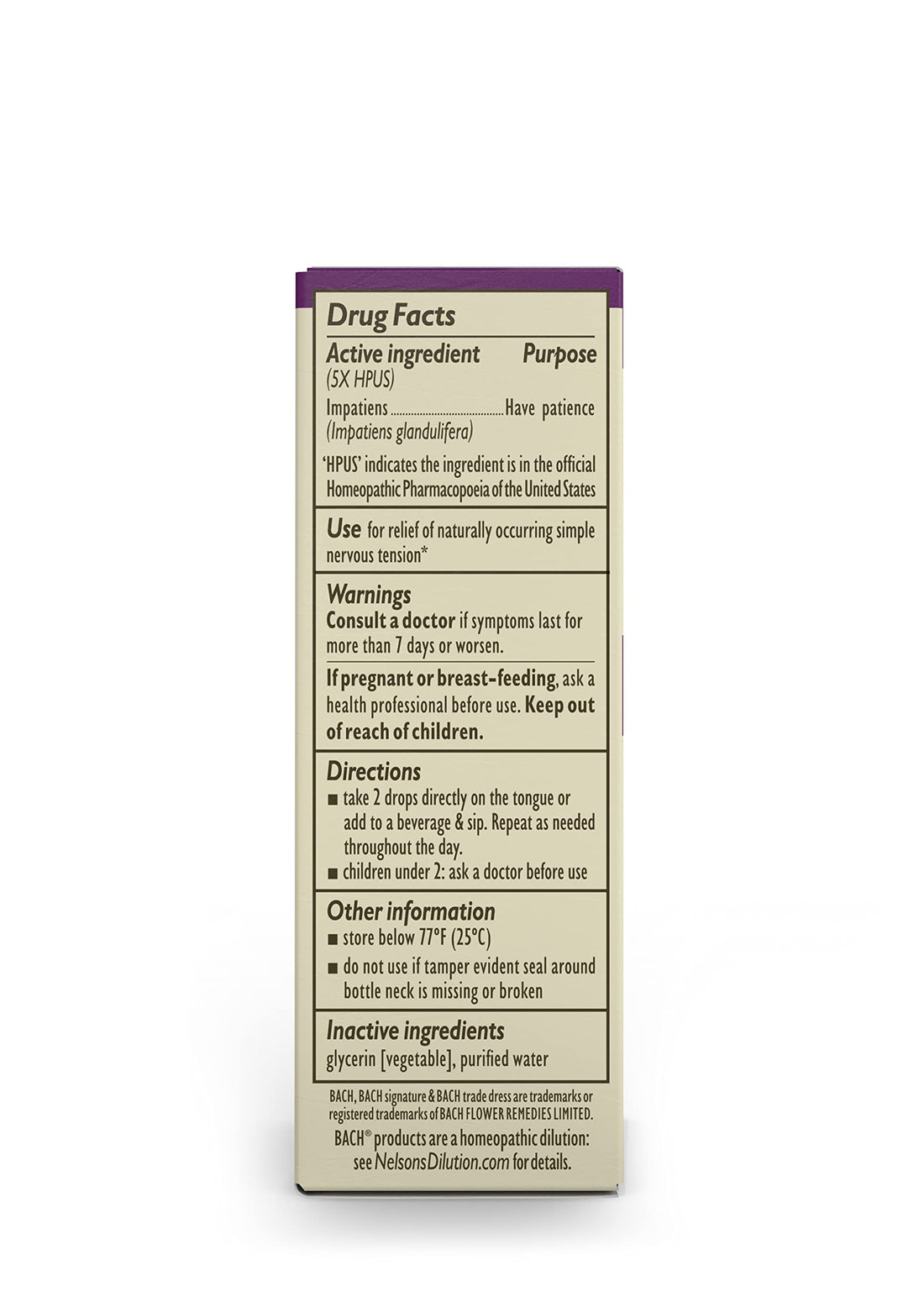 Bach Original Flower Remedies, Impatiens for Patience (Non-Alcohol Formula), Natural Homeopathic Bach buy supplements canada