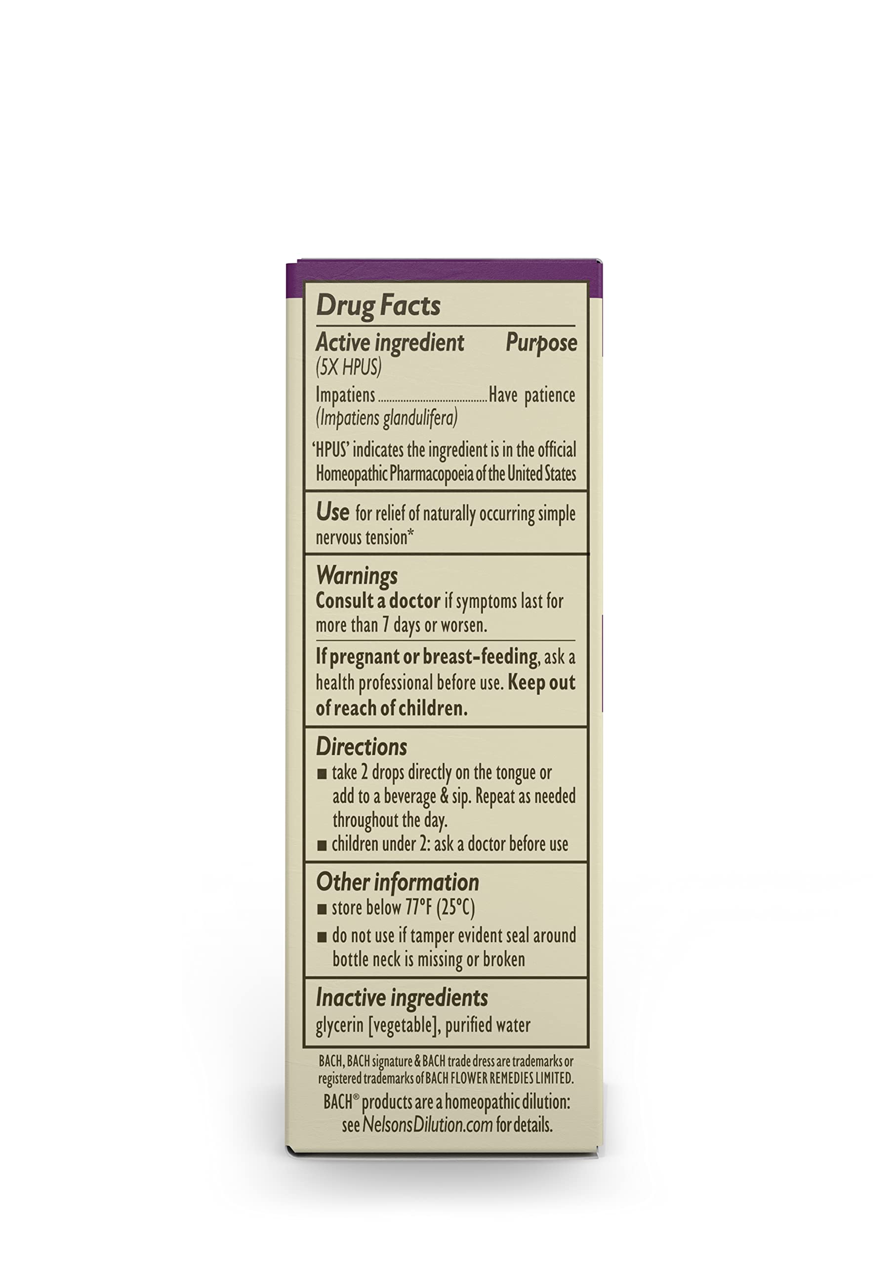 Bach Original Flower Remedies, Impatiens for Patience (Non-Alcohol Formula), Natural Homeopathic Bach buy supplements canada