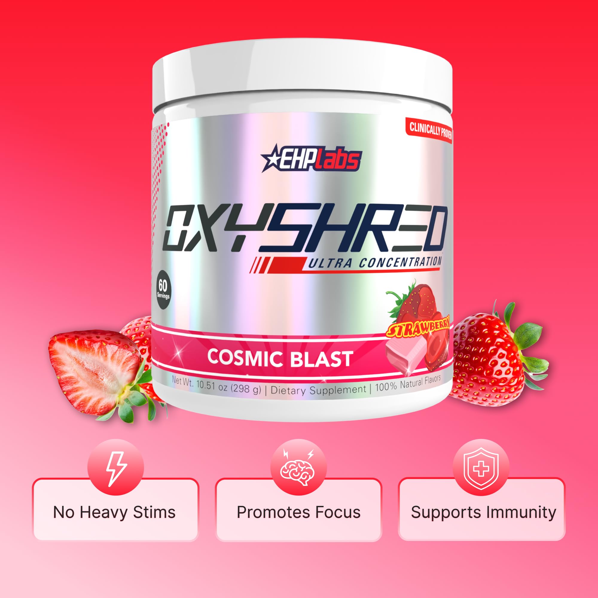 EHP Labs OxyShred Pre Workout Powder - Preworkout Powder with L Glutamine & Acetyl L Carnitine, Energy Boost Drink - Cosmic Blast, 60 Servings EHP Labs buy supplements canada