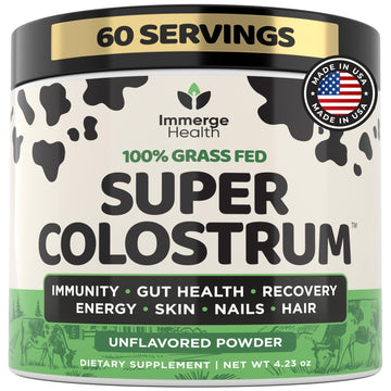 Immerge Health Super Colostrum Powder (60 Servings) – Premium Bovine Colostrum Supplement for Gut Health, Bloating & Immune Support – High IgG, 100% Grass Fed First Milking, Unflavored, Made in USA ImmergeHealth.com buy supplements canada