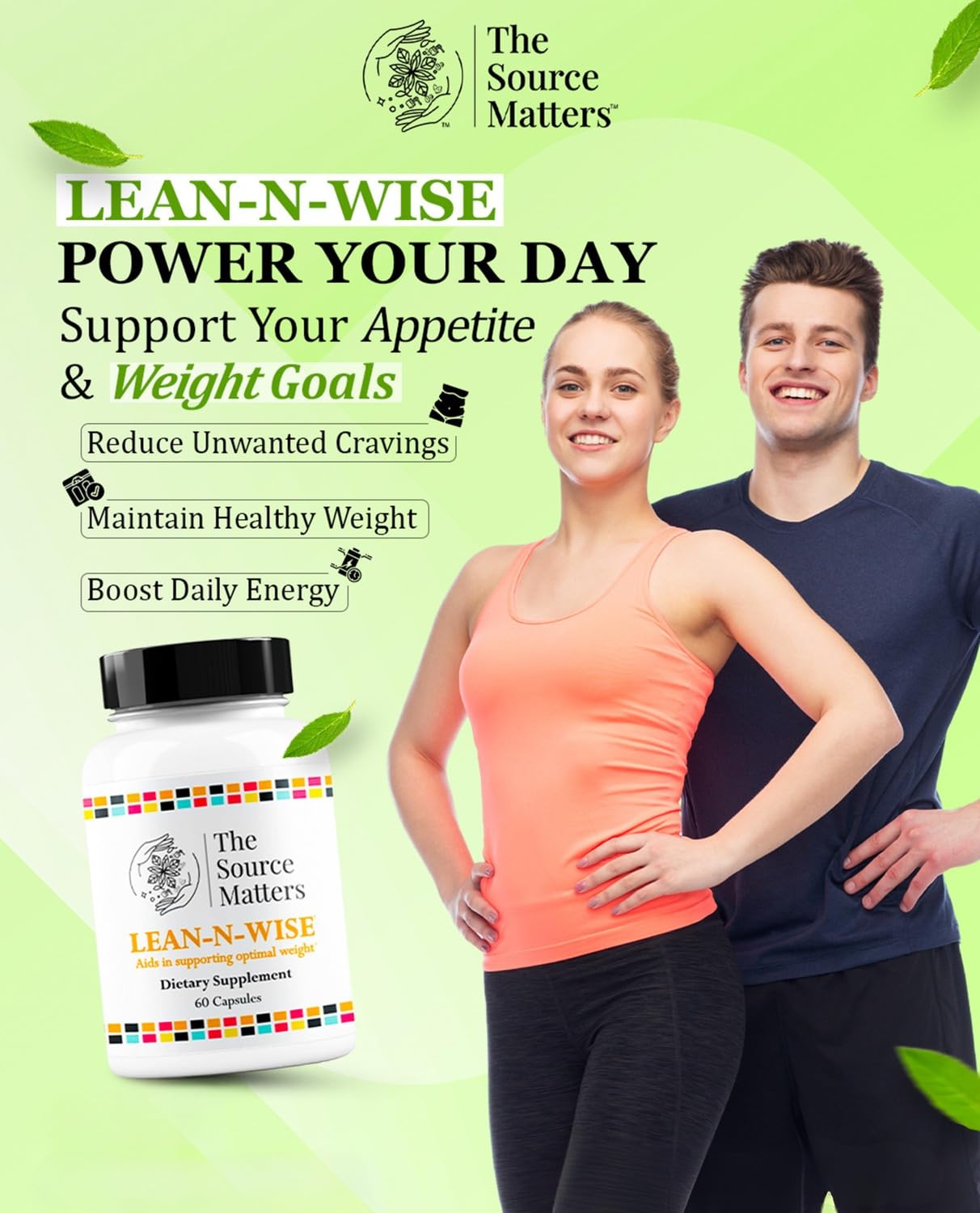 Lean-N-Wise Digestion & Energy Support with Green Coffee Bean, Hibiscus, Lemon Verbena & Magnesium Citrate | Plant-Based Formula for Daily Wellness (60 Capsules) THE SOURCE MATTERS buy supplements canada