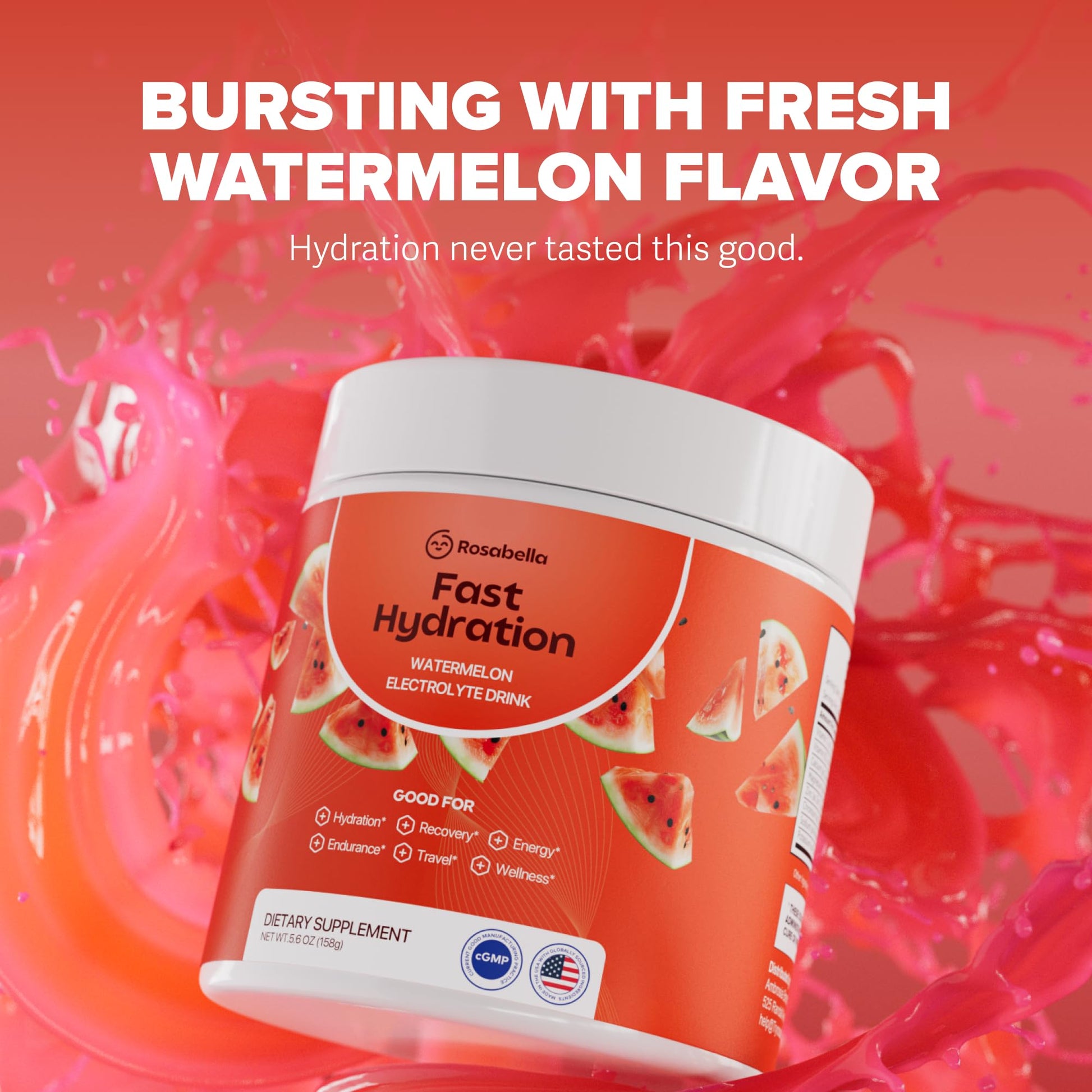Rosabella Electrolyte Drink Powder – Watermelon – Sugar-Free Hydration Drink Mix – Electrolytes Powder with Sodium, Potassium, Magnesium, Calcium Rosabella buy supplements canada