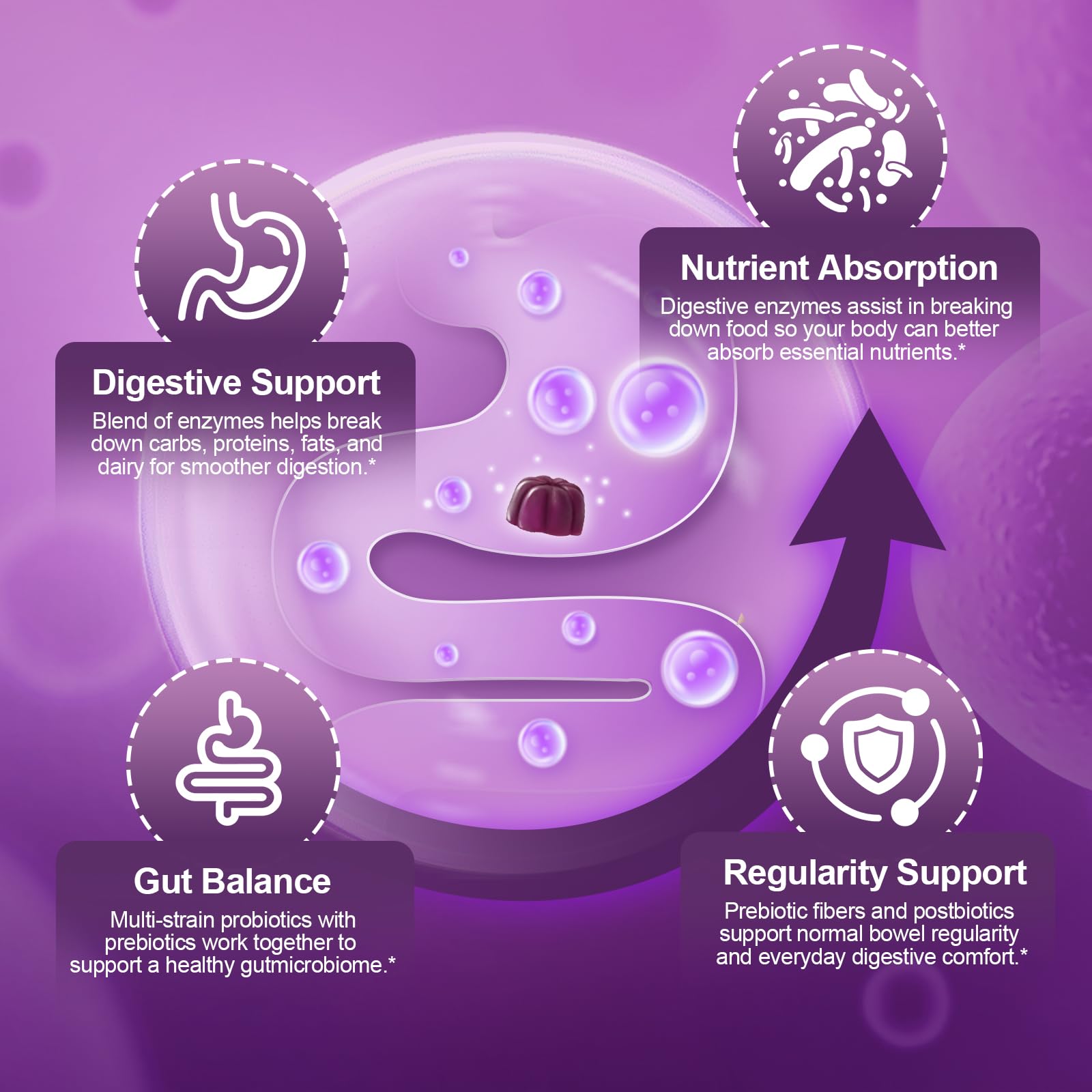 Migcopat Pre Post Probiotics Gummies, 5 in 1 Probiotic Prebiotic Postbiotic Digestive Enzymes with Fiber, 120 Billion CFU Probiotics Complete Gut Support, Sugar Free, Vegan, BlackBerry Flavor, 60 Cts Migcopat buy supplements canada