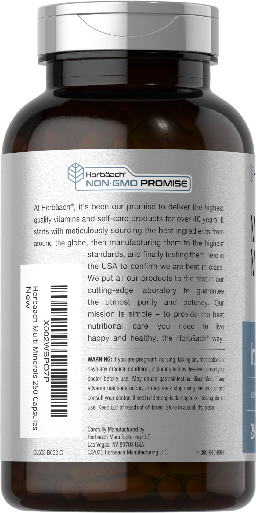 Horbäach Multi Minerals Supplement | 250 Capsules | Iron Free | Daily Mineral Complex for Men and Women | Non-GMO & Gluten Free Horbäach buy supplements canada