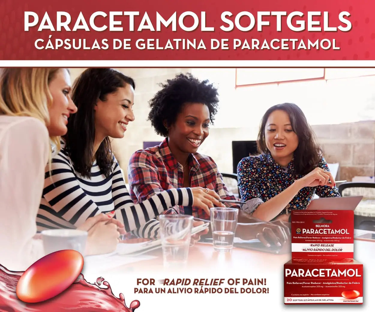 Belmora Paracetamol Acetaminophen 325mg 20 Softgels for Pain Relief, Liquid Filled Capsules for Rapid Release, Fever Reducer for Adults Extra Strength Belmora paracetamol buy supplements canada