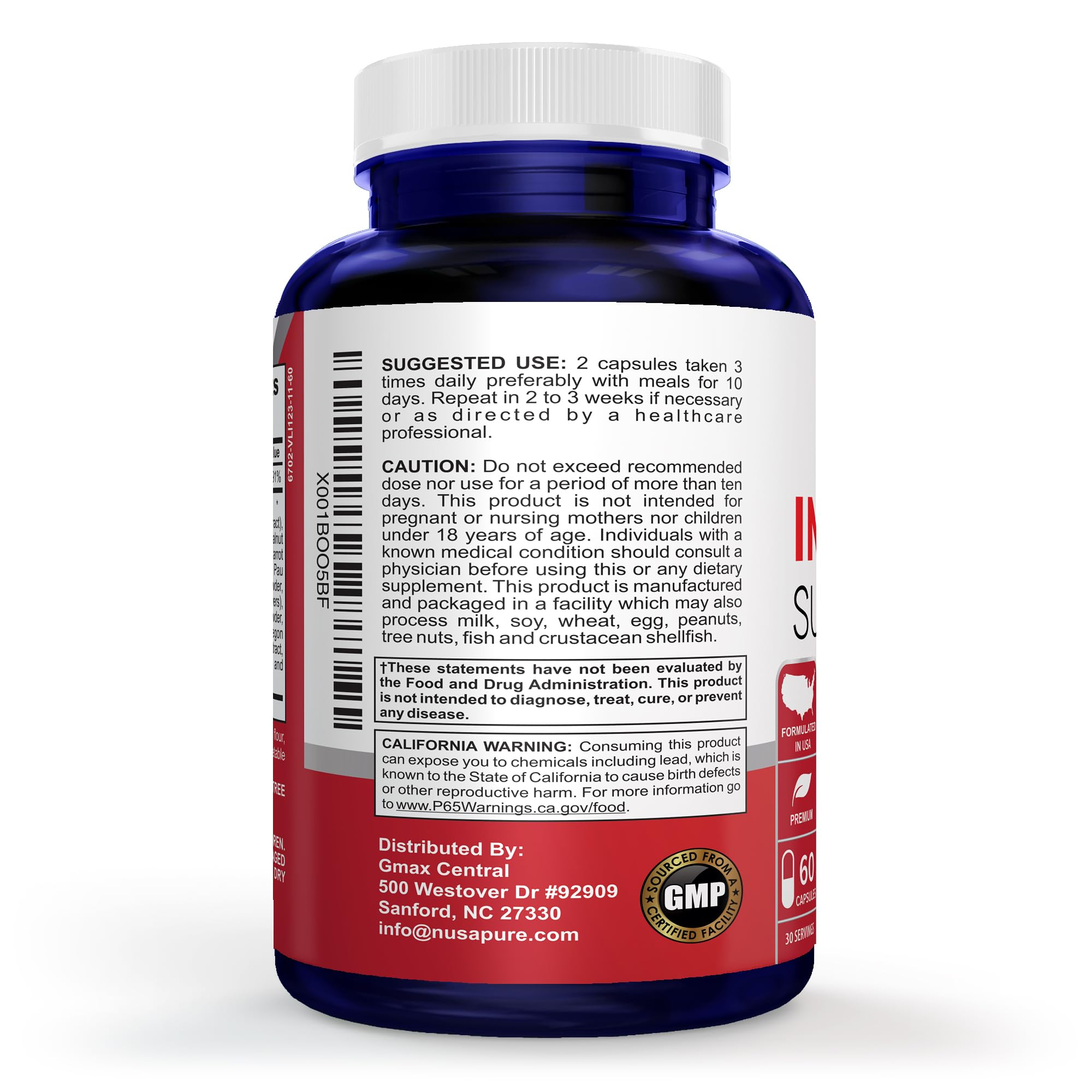 NusaPure Intestinal Support for Humans (Non-GMO), Wormwood, Garlic, Black Walnut Hull, 60 Capsules NusaPure buy supplements canada