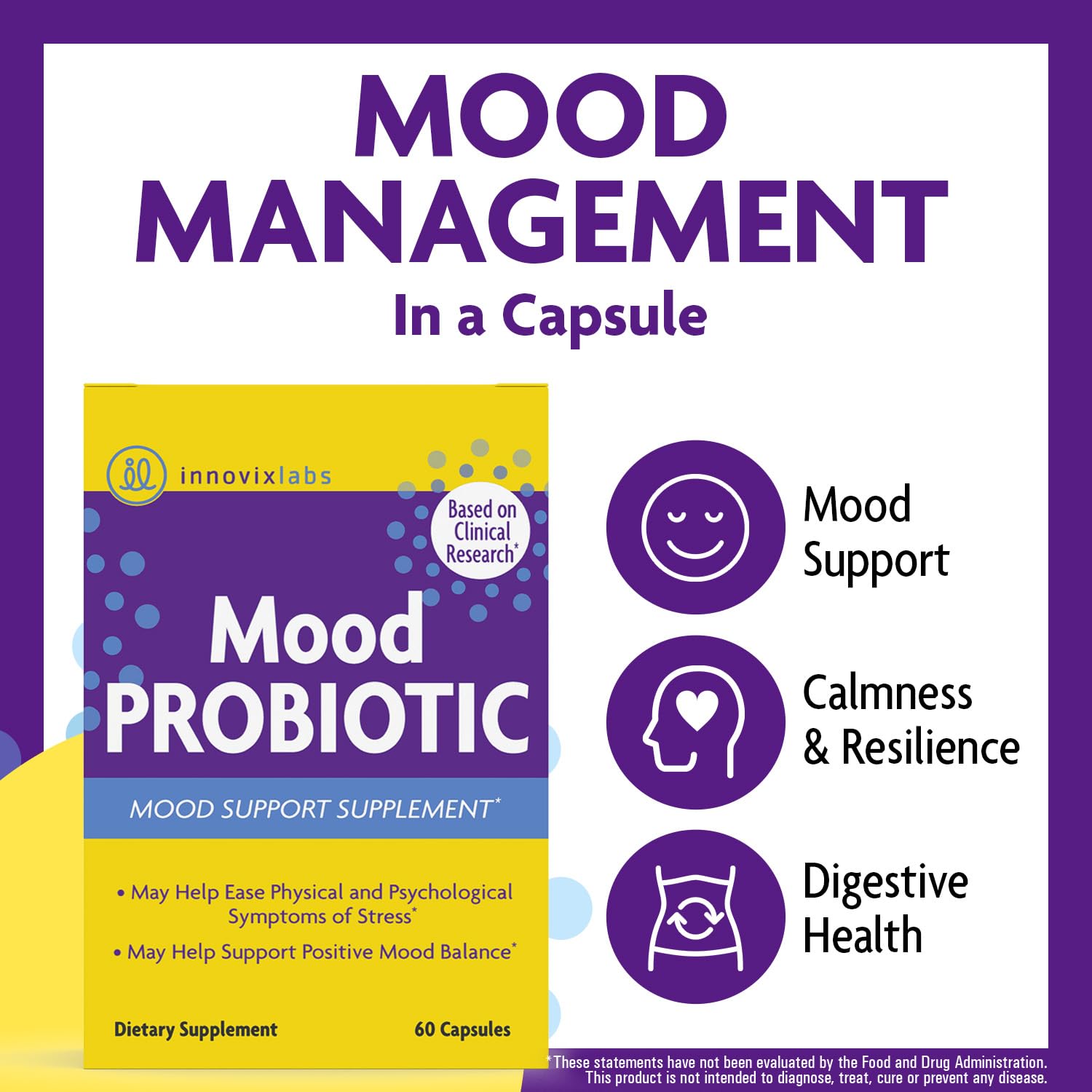 InnovixLabs Mood Probiotic for Women & Men, Clinically Studied Digestive & Mood Support Supplement, Lactobacillus helveticus Rosell-52ND & Bifidobacterium longum Rosell-175, 60 Capsules InnovixLabs buy supplements canada