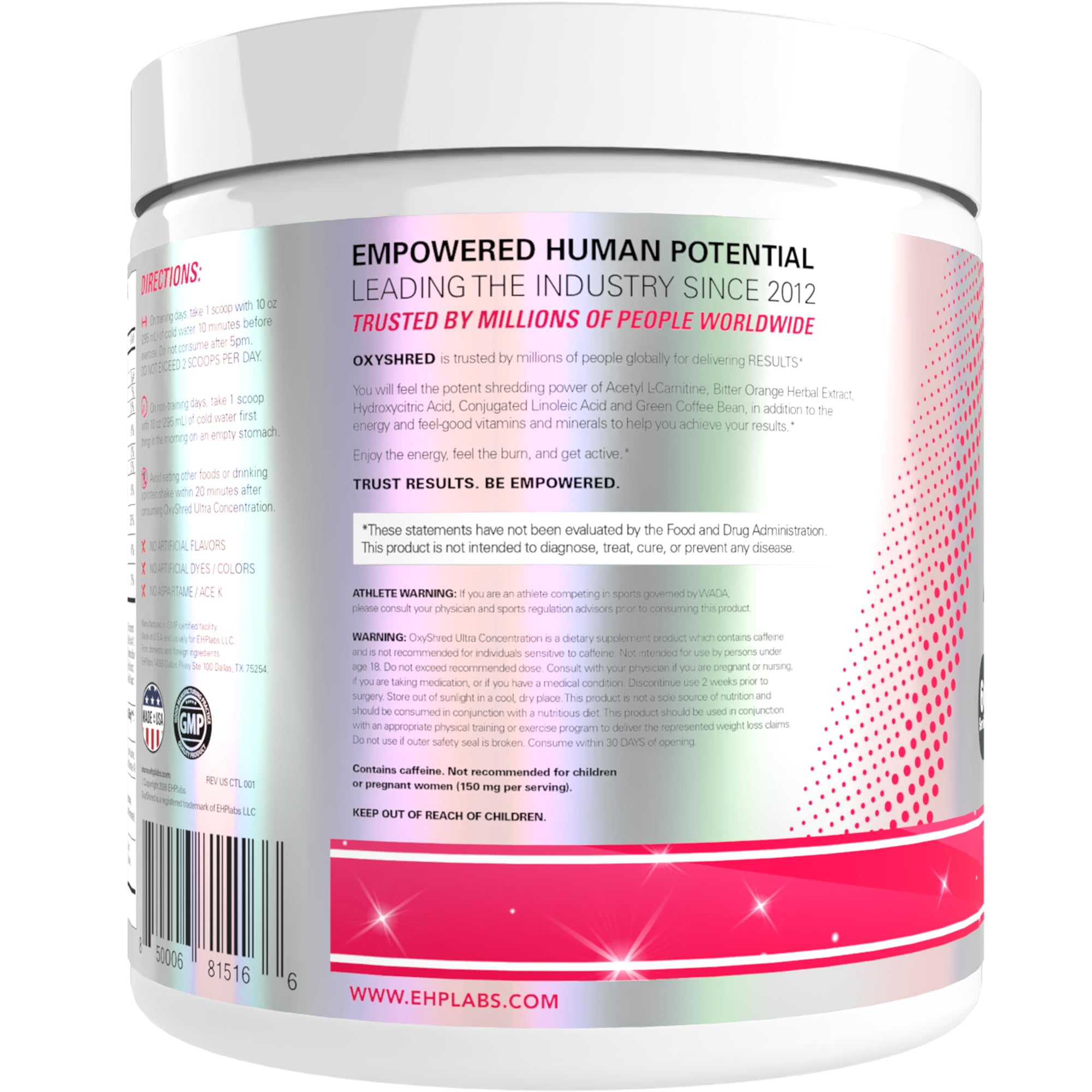 EHP Labs OxyShred Pre Workout Powder - Preworkout Powder with L Glutamine & Acetyl L Carnitine, Energy Boost Drink - Cosmic Blast, 60 Servings EHP Labs buy supplements canada