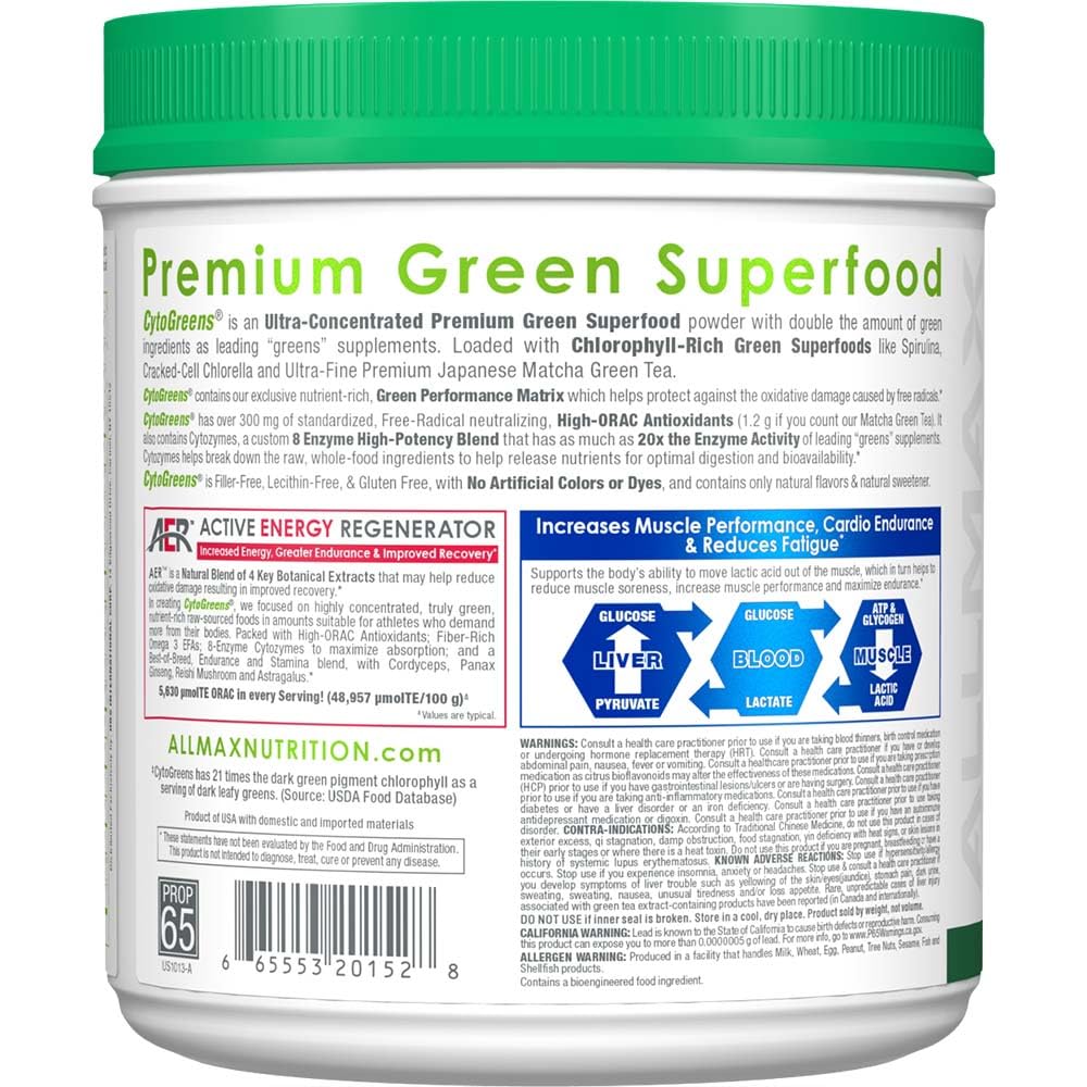 ALLMAX Naturals CytoGreens Super Greens Powder, Premium Green Superfood with Greens, Superfoods, Daily Greens Supplement, Acai Berry Green Tea, 60 Servings ALLMAX buy supplements canada