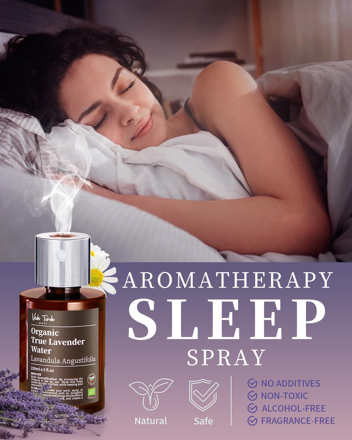 VTS Organic Lavender Water and Roman Chamomile Floral Water with Diffuser, Aromatherapy Air VEDA TINDA SCENT buy supplements canada