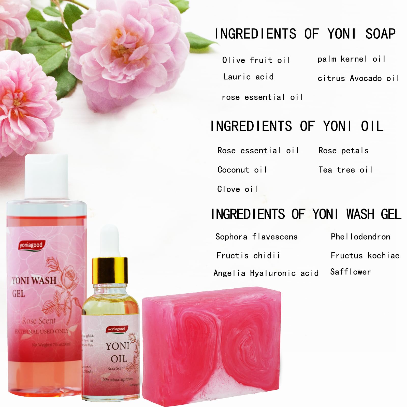 4 pack Yoni Wash Yoni Essential Oil Soap for Women Set, 2 * 30ml Feminine Oil, 6.7 fl.oz Feminine Wash yoniagood buy supplements canada