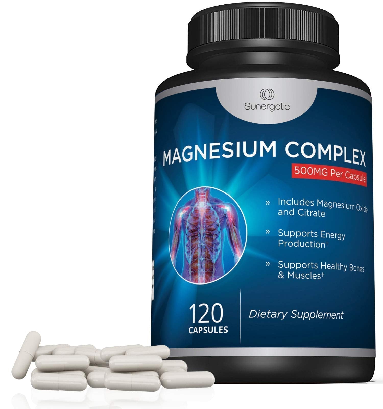 Premium Magnesium Citrate Capsules – Powerful 500mg Magnesium Oxide & Citrate Supplement – Helps Support Healthy Bones, Muscles, Teeth, Energy & Relaxation – 120 Vegetable Capsules Sunergetic buy supplements canada