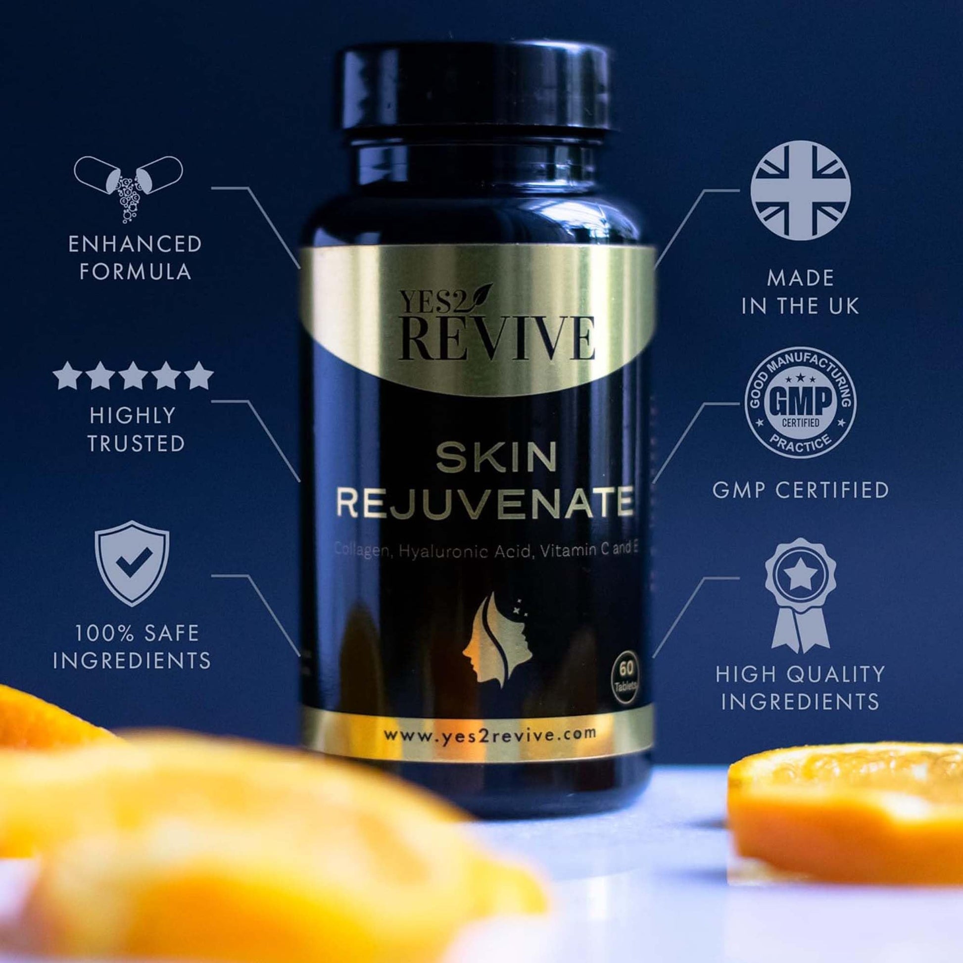 YES2 REVIVE Marine Collagen Capsules - Enhanced with Hyaluronic Acid Vitamin C & E Skin Rejuvenate YES2 REVIVE buy supplements canada