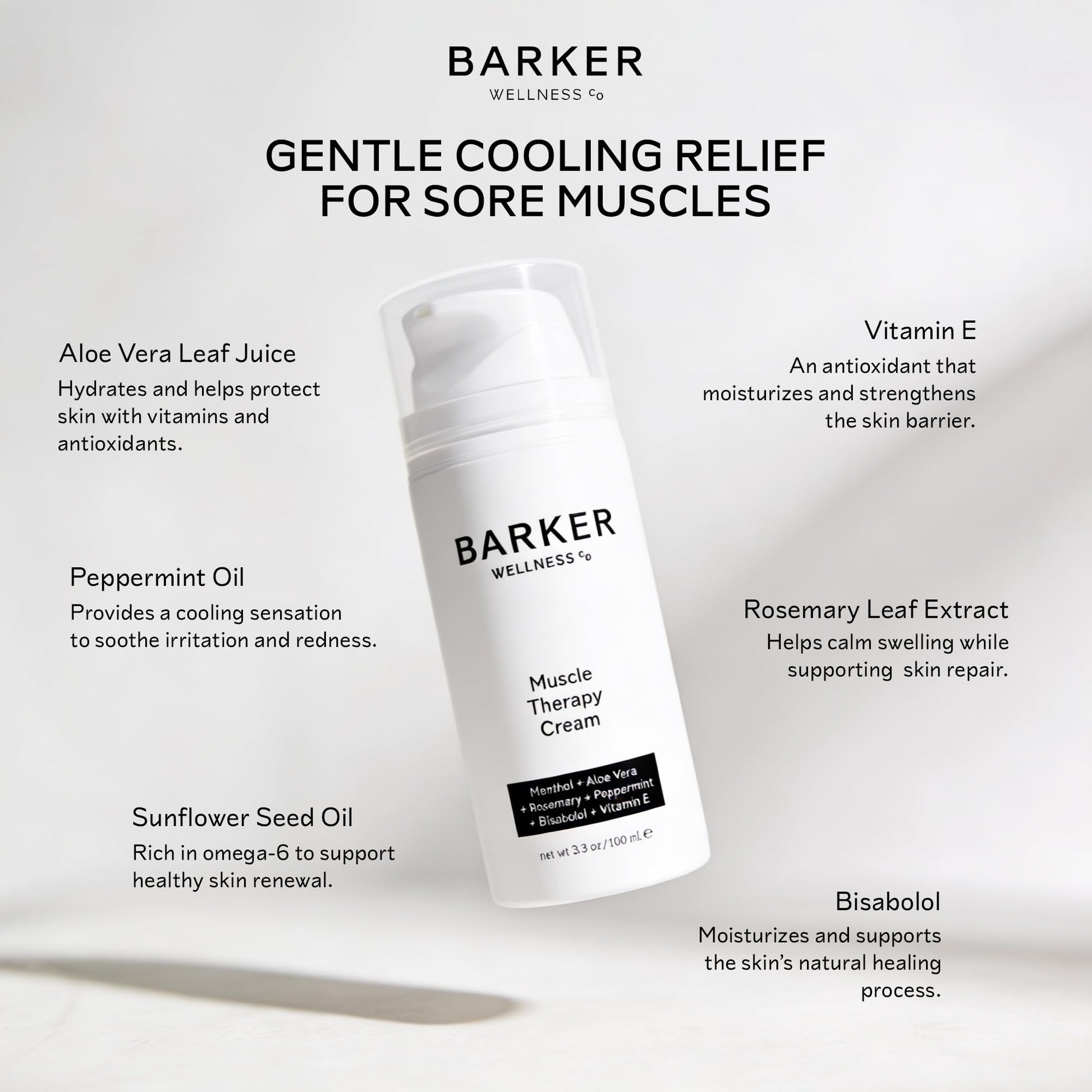 Barker Wellness Soothing Muscle Therapy Cream | Advanced Joint & Muscle Relief for Recovery & Relaxation | Enriched with Antioxidants & Moisturizing Vitamin E | All-Natural Vegan Formula (100ml) Barker Wellness Co buy supplements canada