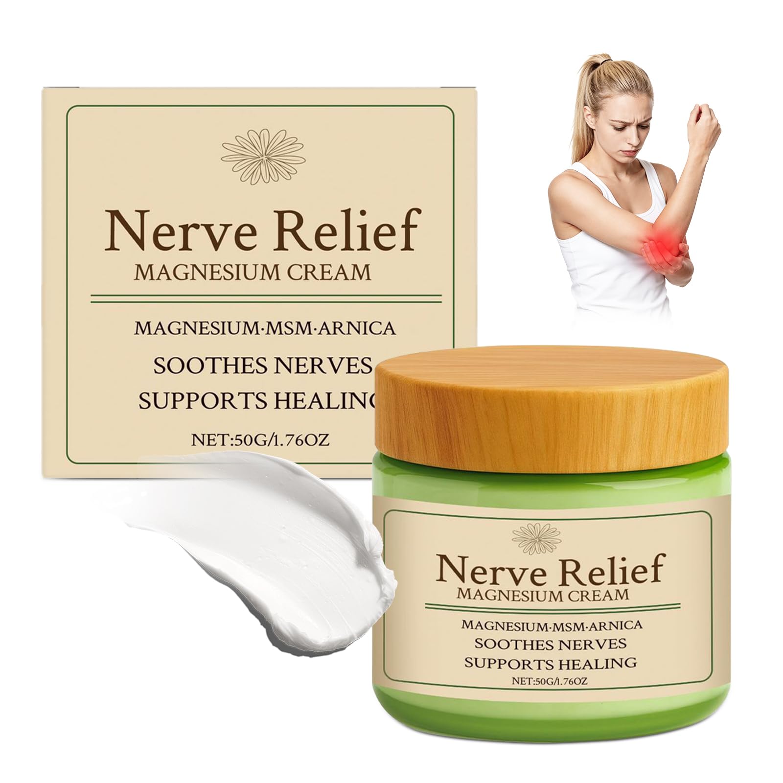 Vincofoo Nerve Relief Magnesium Cream with MSM & Arnica, Soothes Nerves & Daily Soothing Support Vincofoo buy supplements canada