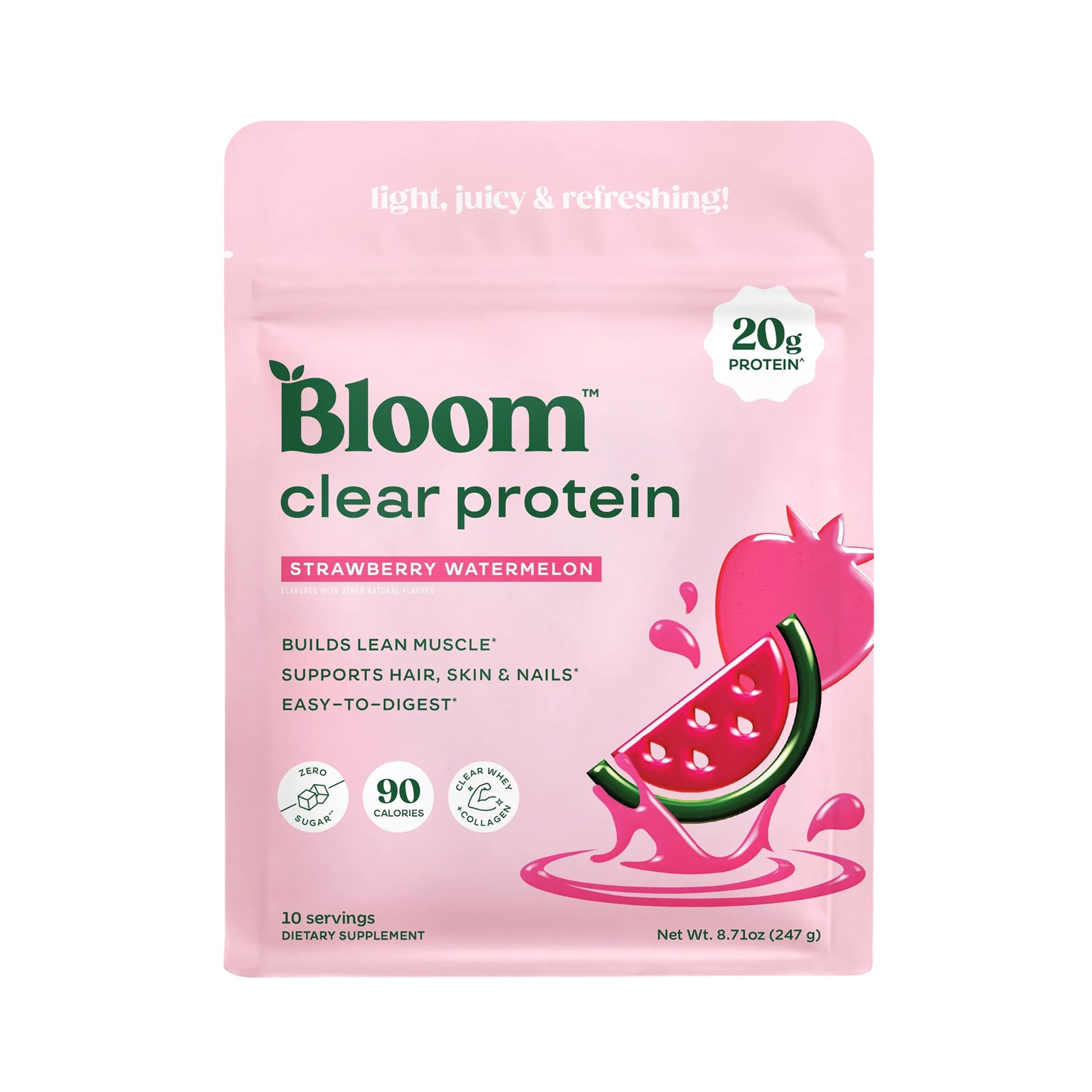Bloom Clear Protein, Whey Protein Isolate with Collagen Peptides and Digestive Enzymes, 20g Protein, Sugar Free Post Workout Drink Mix, 90 Calories, Bloom Nutrition buy supplements canada