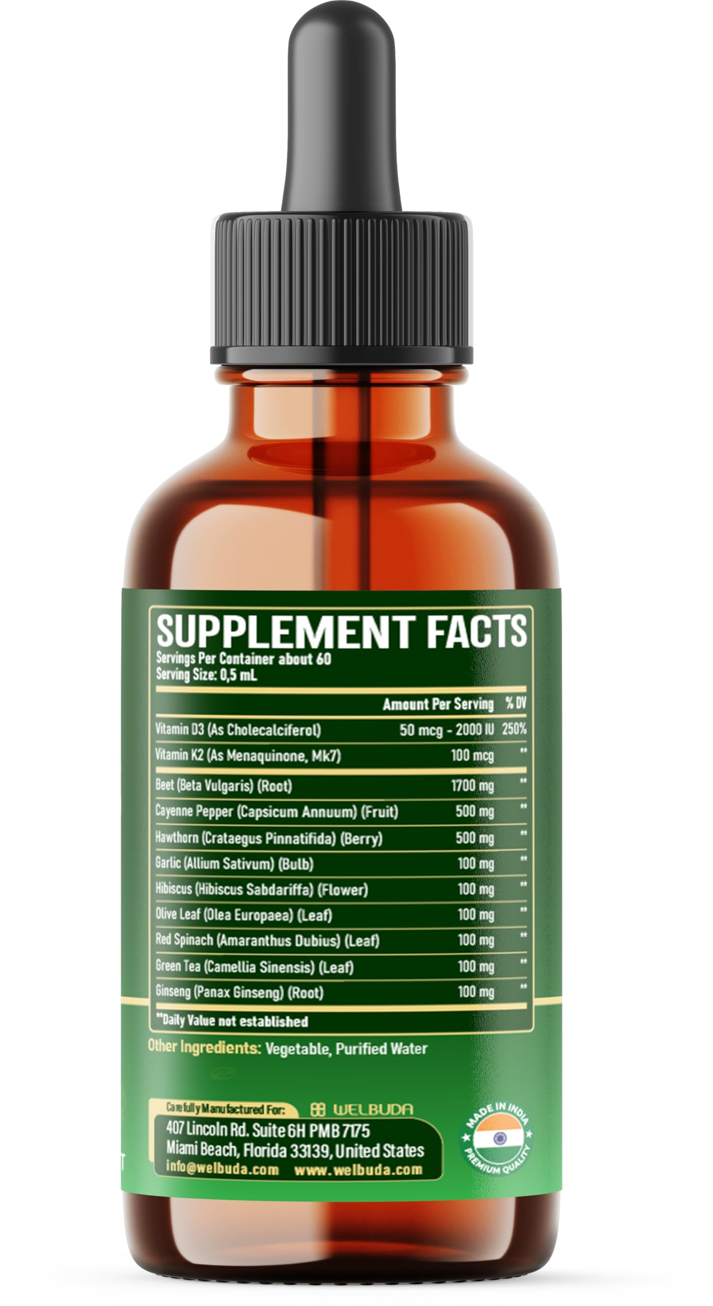 11in1 Beet Root Liquid Supplement - for Support Immune, Energy - with Vitamin D3, Vitamin K2, Hawthorn Berry, Cayenne Pepper, Garlic, Hibiscus, Olive, Red Spinach, Green Tea - 1 FL Oz - 30 Servings WELBUDA buy supplements canada
