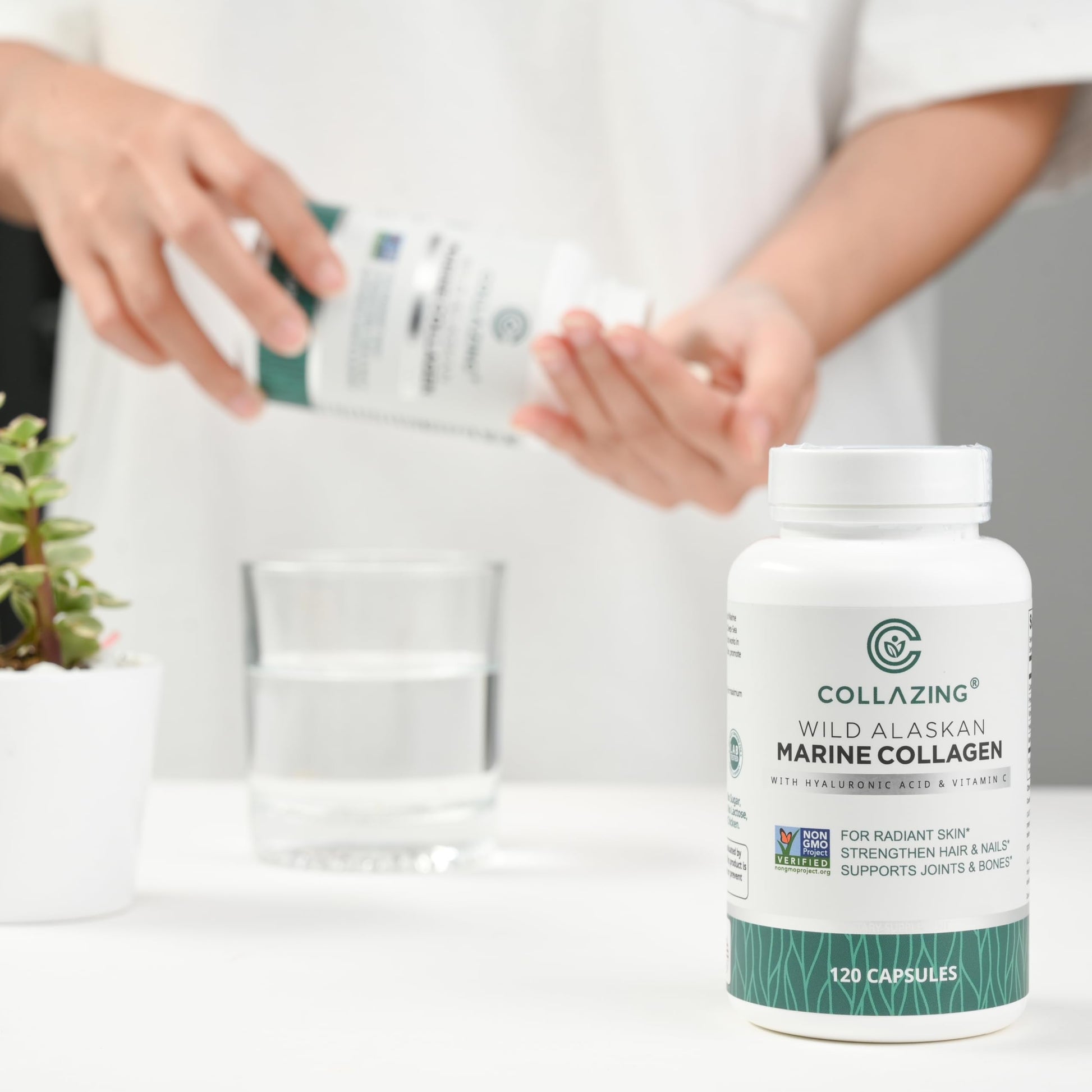 C COLLAZING - Alaskan Wild-Caught Marine Collagen Peptides with Hyaluronic Acid & Vitamin C - Supports Skin, Hair, Nails, Joints & Bones - Type 1 & 3 Collagen C COLLAZING buy supplements canada