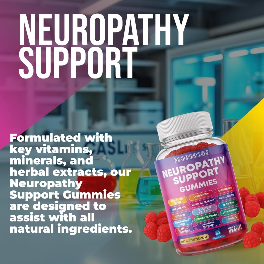 Sugar Free Neuropathy Support Gummies for Nerve – Enhanced Nerve Health, Regeneration, Cognitive Support with Vitamin B1, B6, B12, Magnesium, ALA, Turmeric, CoQ10 & More NutraPerfecto buy supplements canada