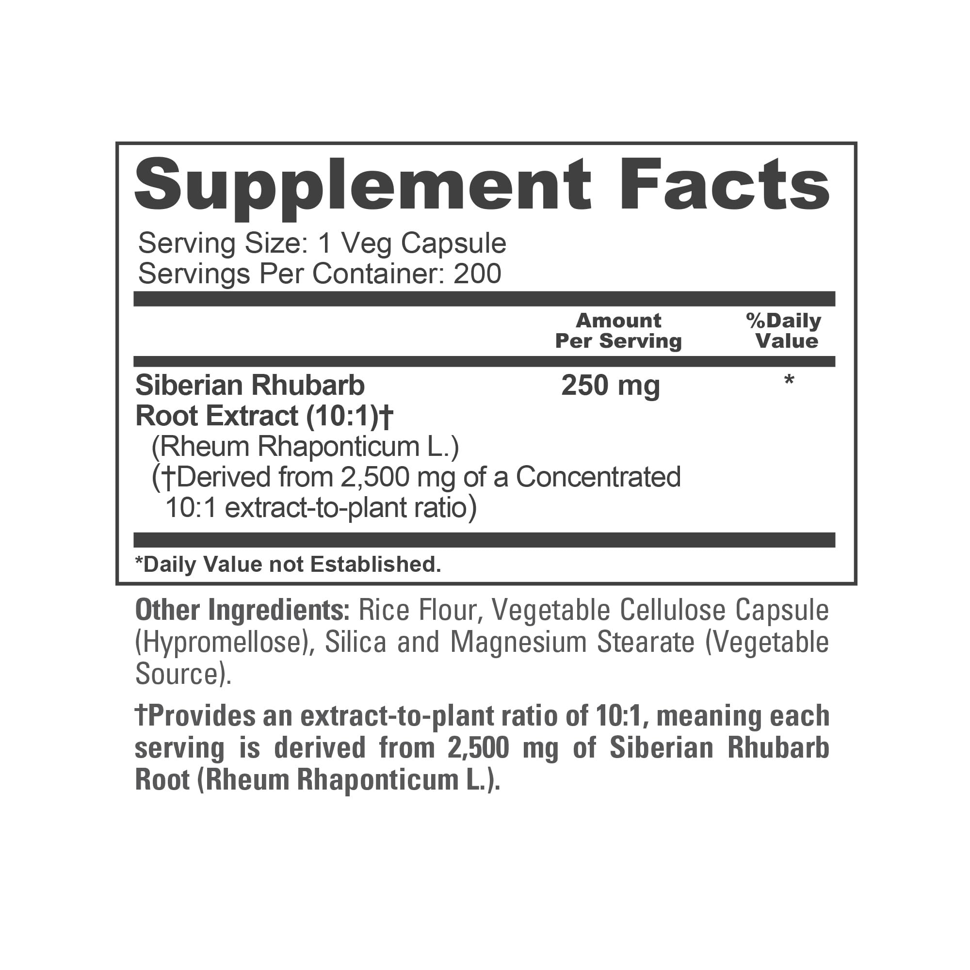 NusaPure Siberian Rhubarb 10:1 Extract, 250 mg Equivalent to 2,500mg - 200 Veggie Capsules (Vegetarian, Non-GMO, Vegan) NusaPure buy supplements canada